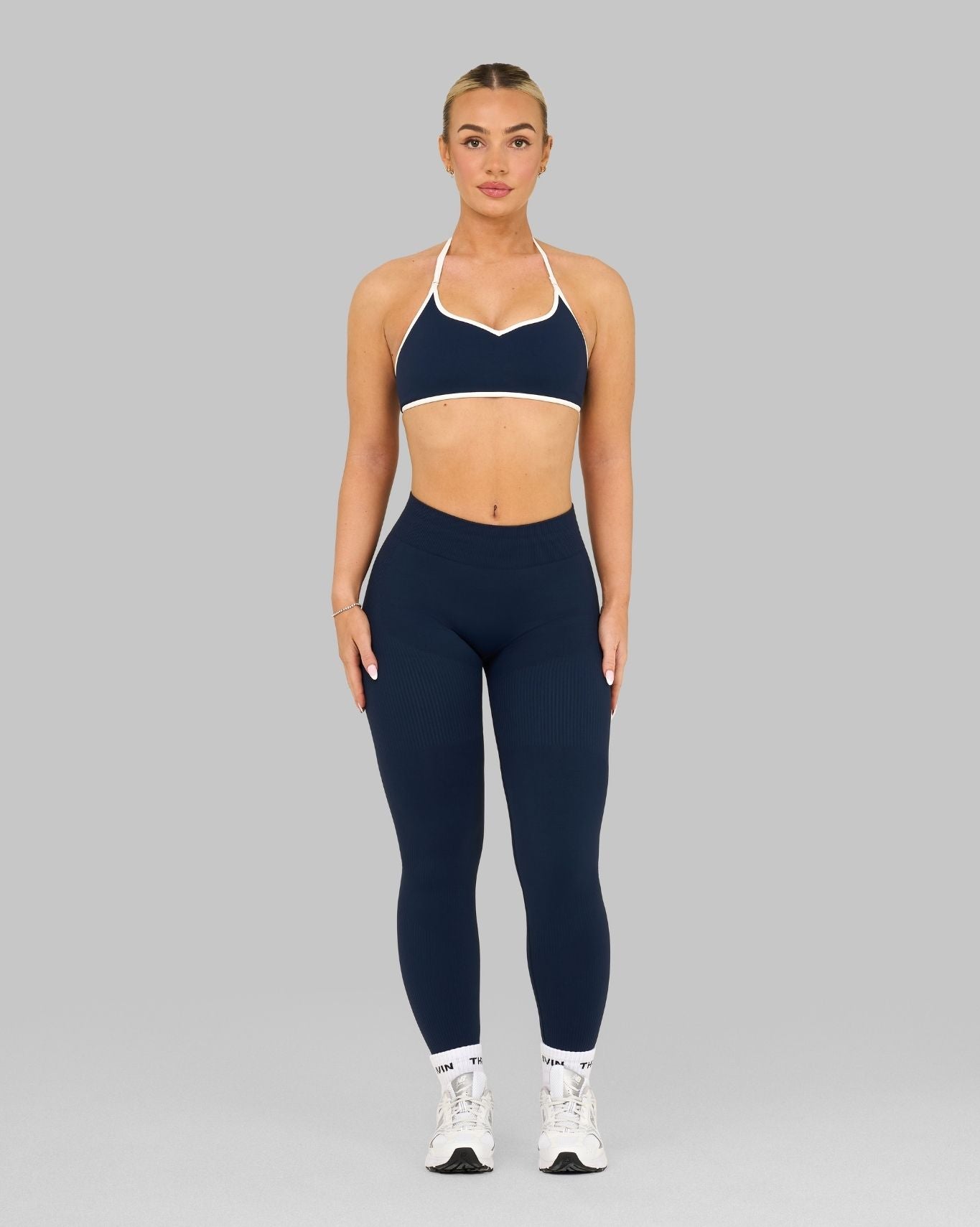 Elevate Ribbed High-Waisted Contour Leggings | Midnight Navy