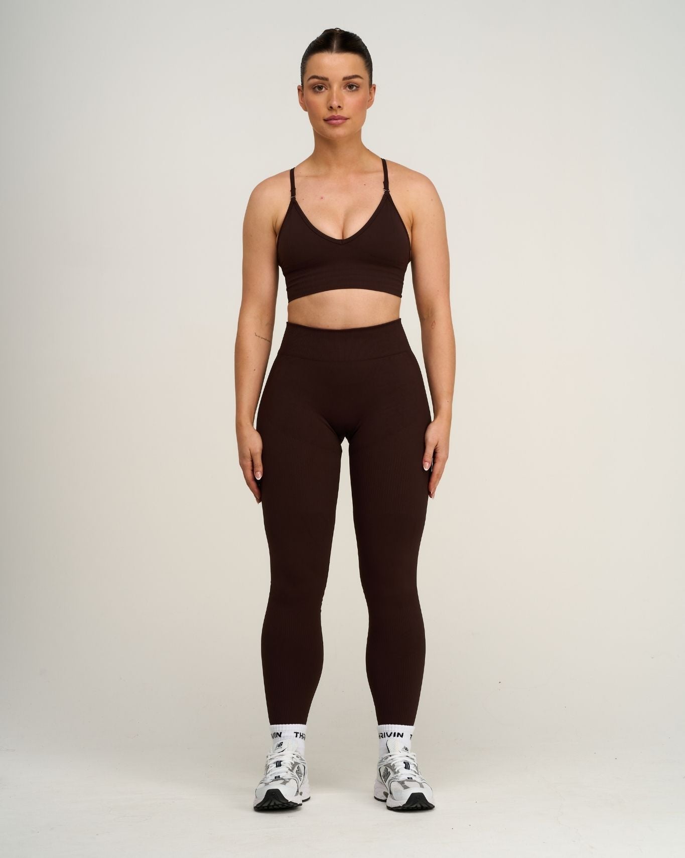 Elevate™ Ribbed Mid-Waisted Contour Leggings | Chocolate Plum