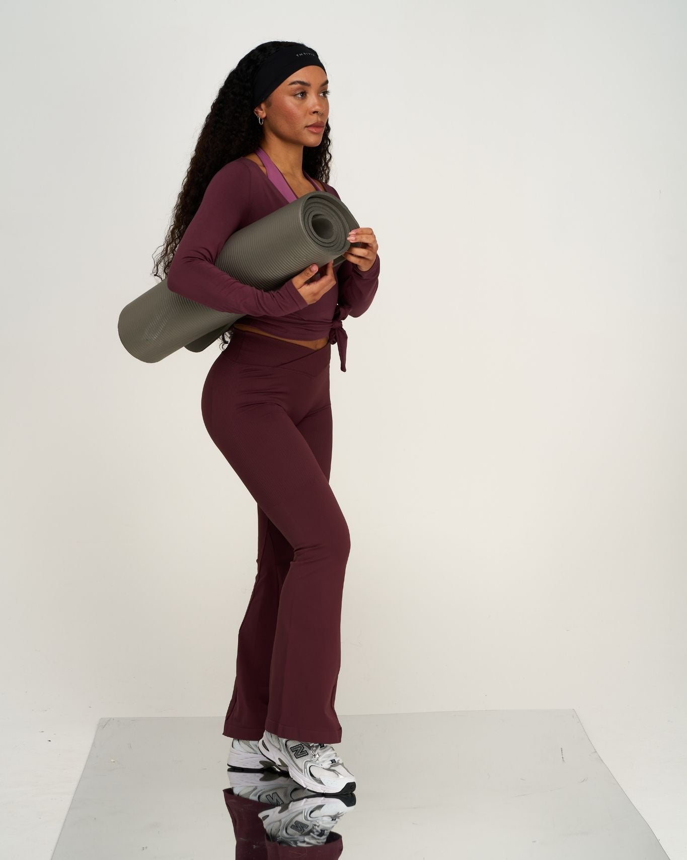 Elevate™ V-Waist Flared Leggings | Dark Mauve