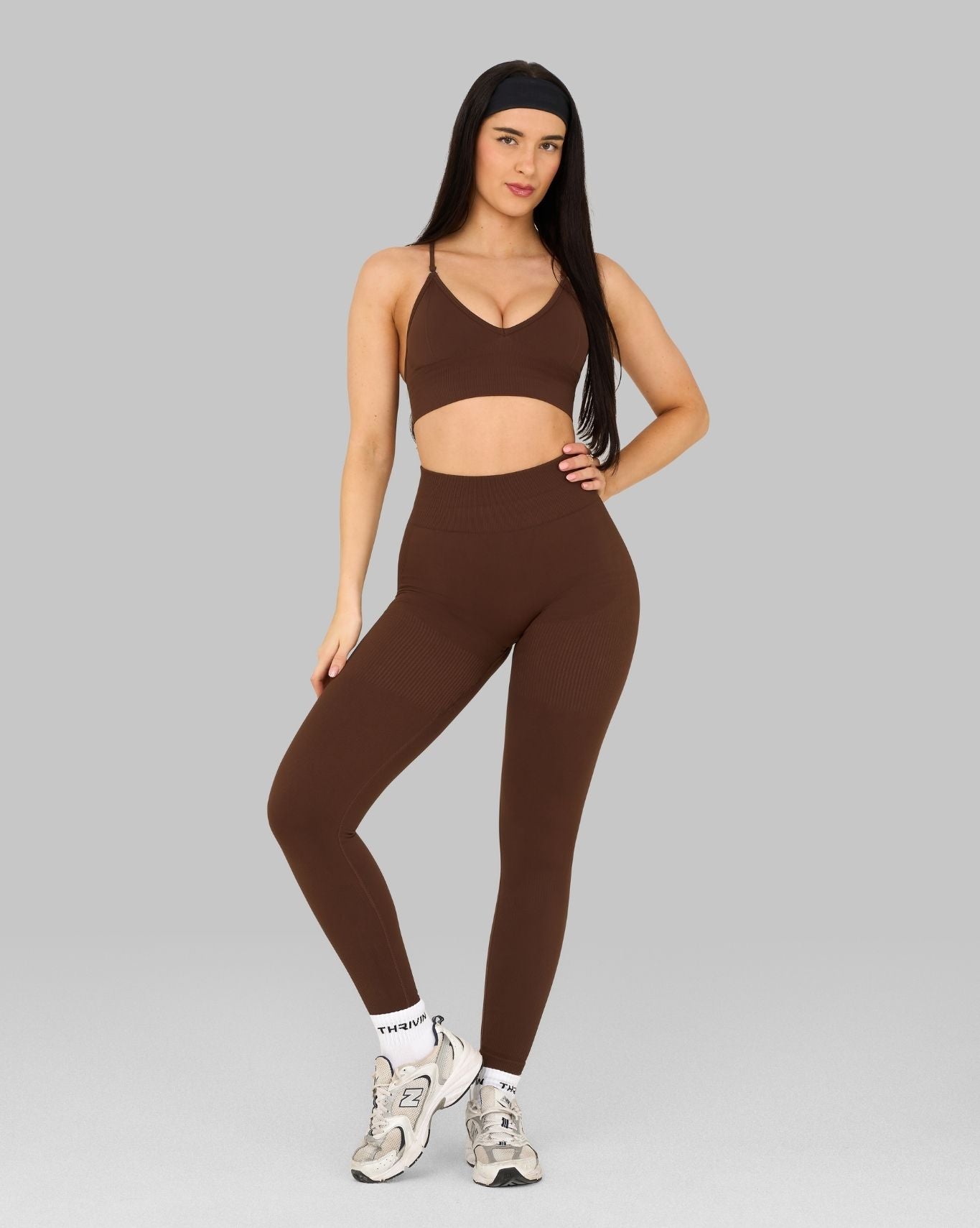 Elevate Ribbed High-Waisted Contour Leggings | Bourbon Brown