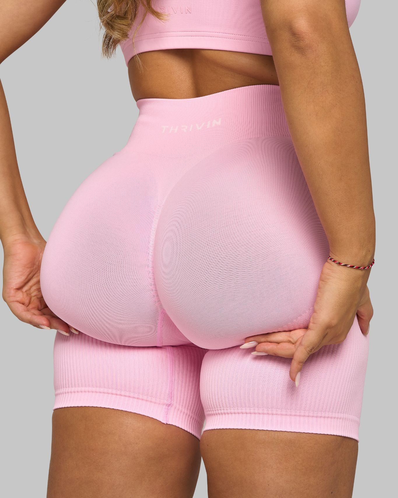 Elevate Ribbed Mid-Waisted Contour Shorts | Candy Pink