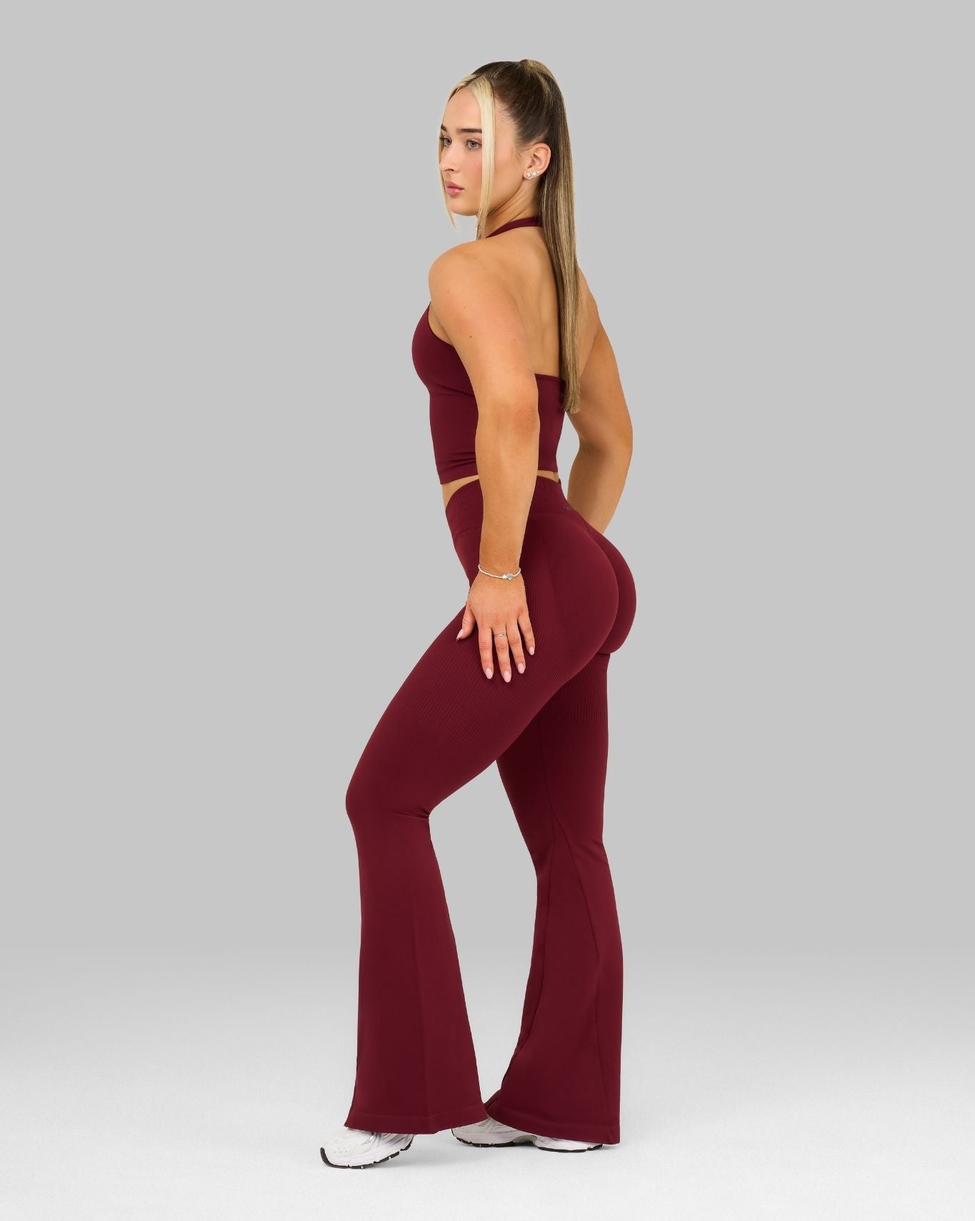 Elevate V-Waist Flared Legging | Fine Wine
