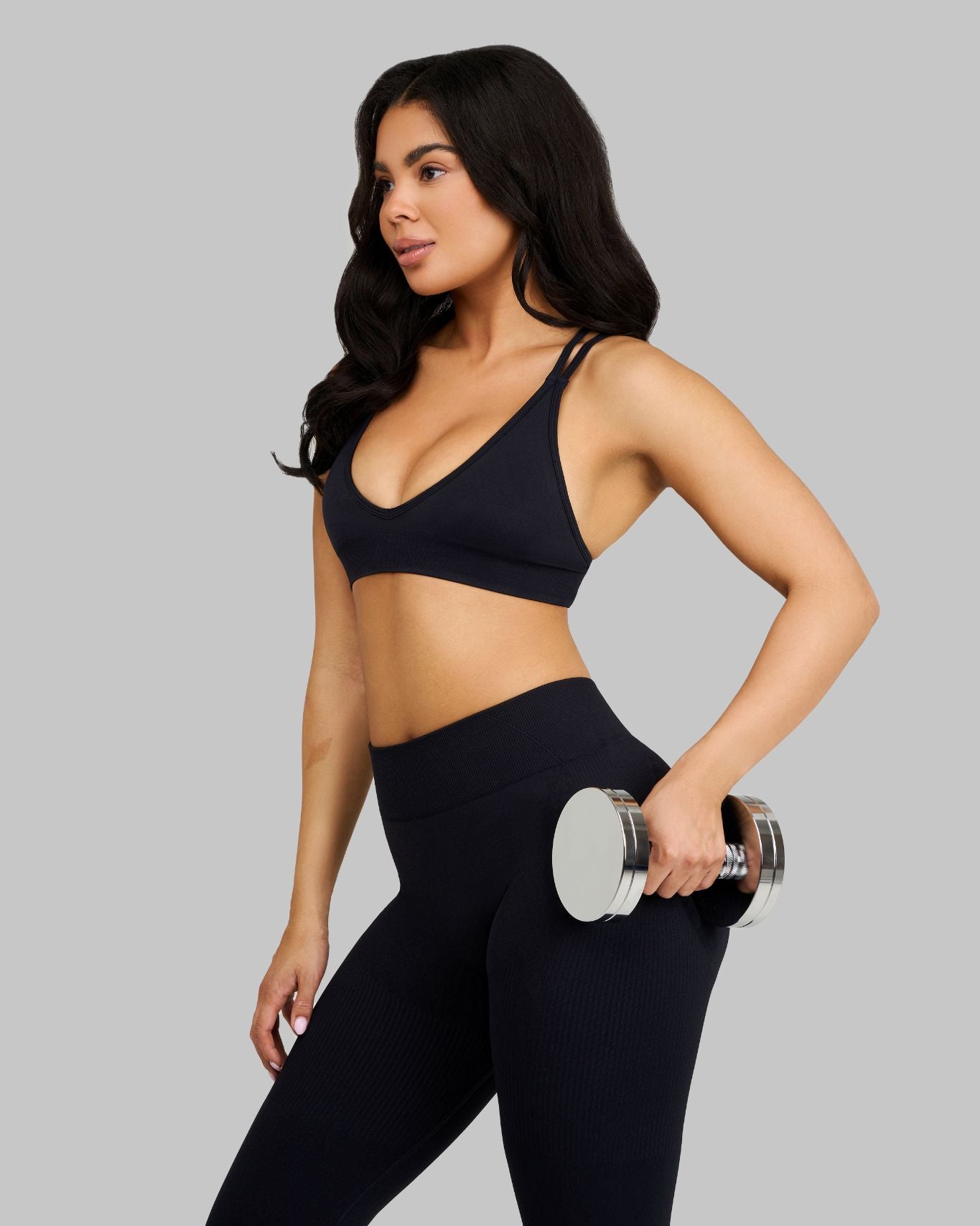 Elevate V-Neck Sculpt Seamless Bra | Night Black