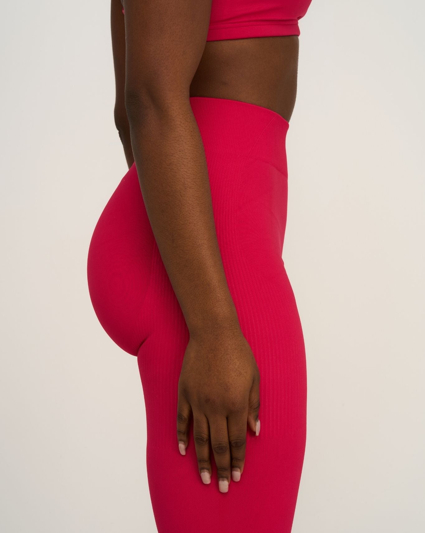 Elevate™ Ribbed Mid-Waisted Contour Leggings | Strawberry
