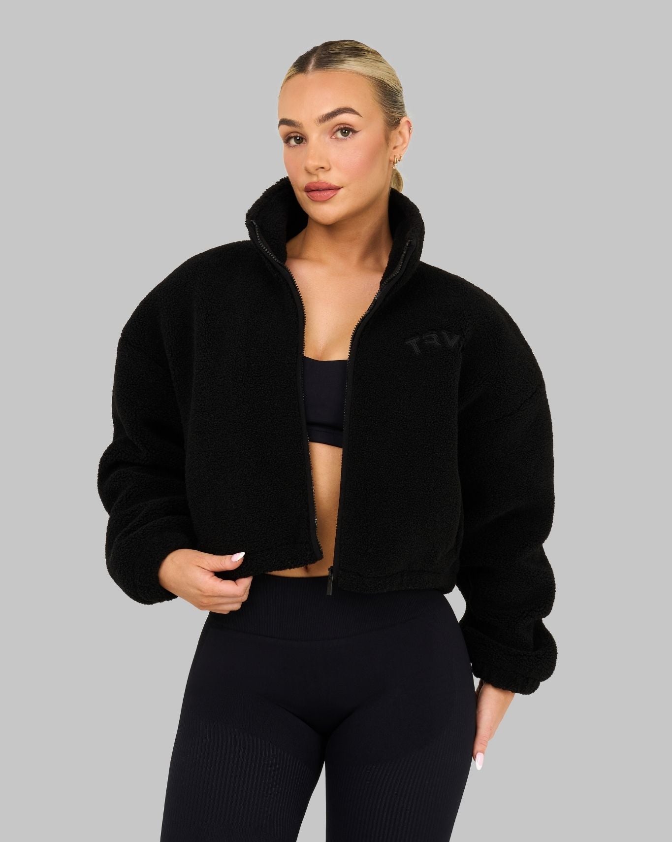 Essential Teddy Fleece Jacket | Night Black