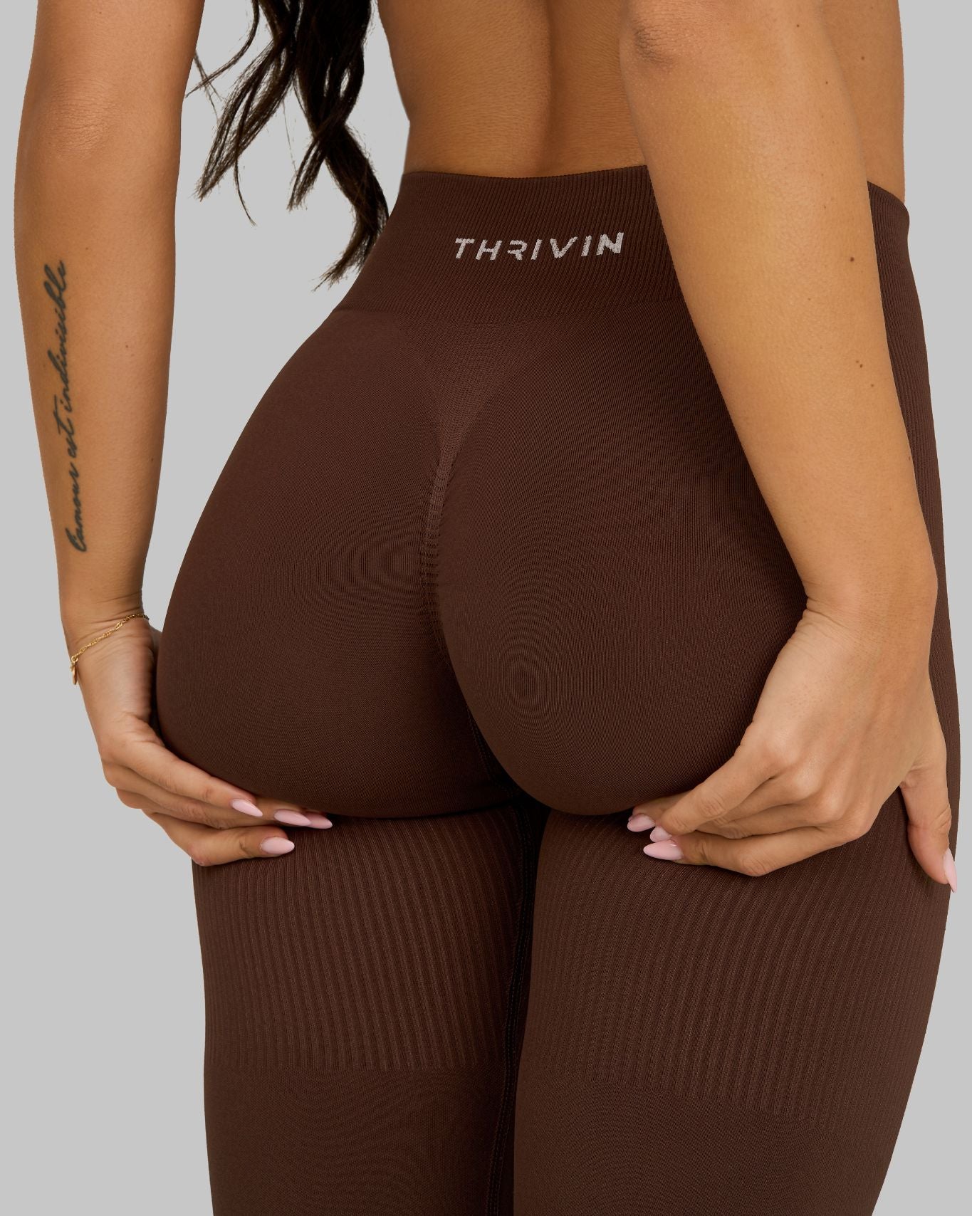 Elevate Ribbed Mid-Waisted Contour Leggings | Bourbon Brown