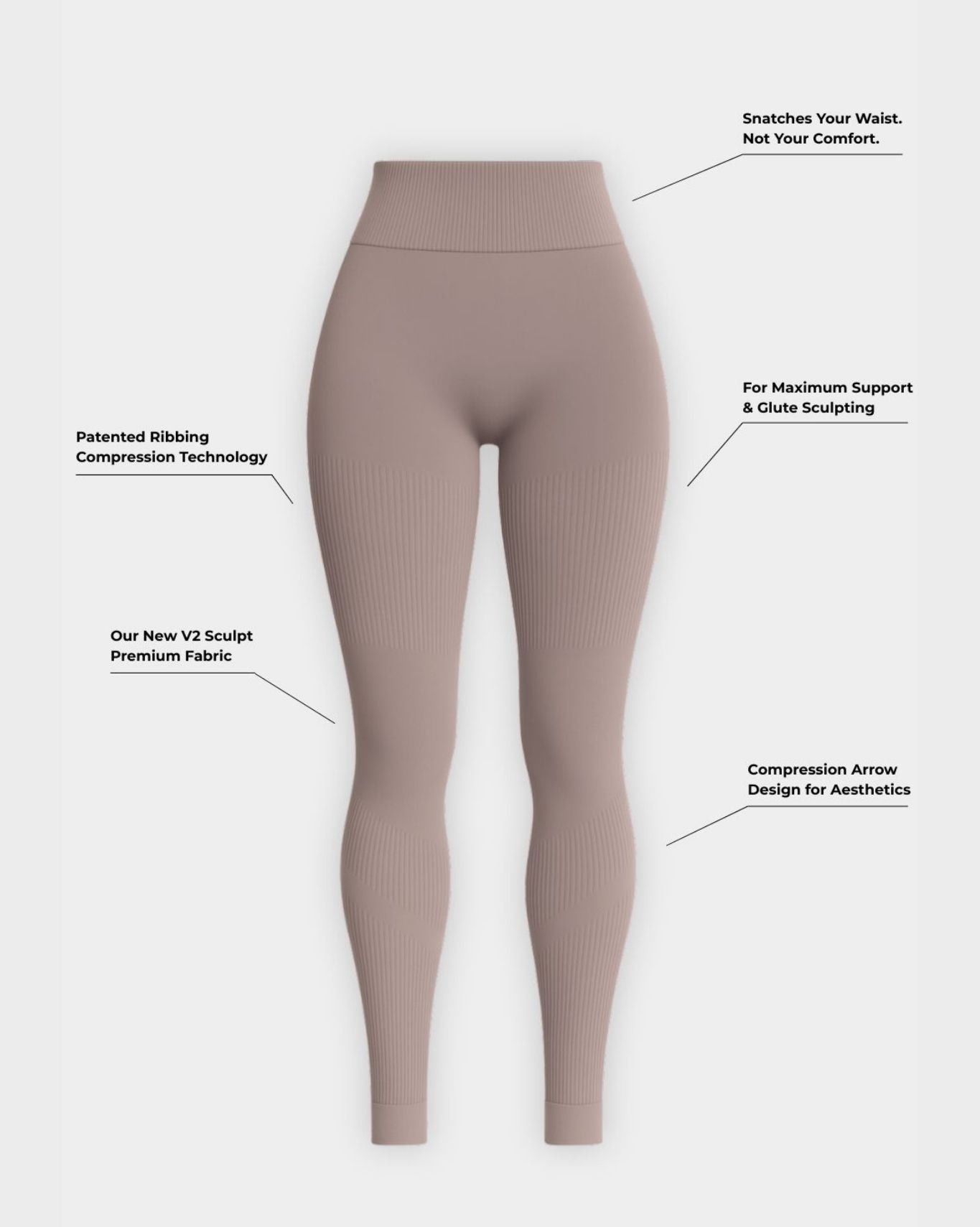 SculptV2 Ribbed Contour Leggings - Khaki