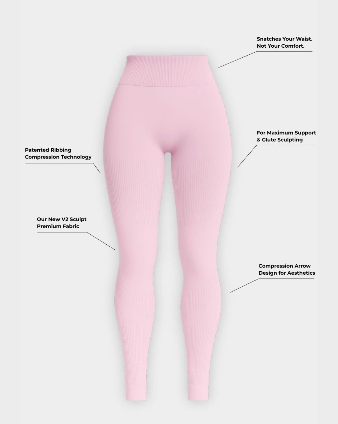 SculptV2 Ribbed Contour Leggings - Pilates Pink