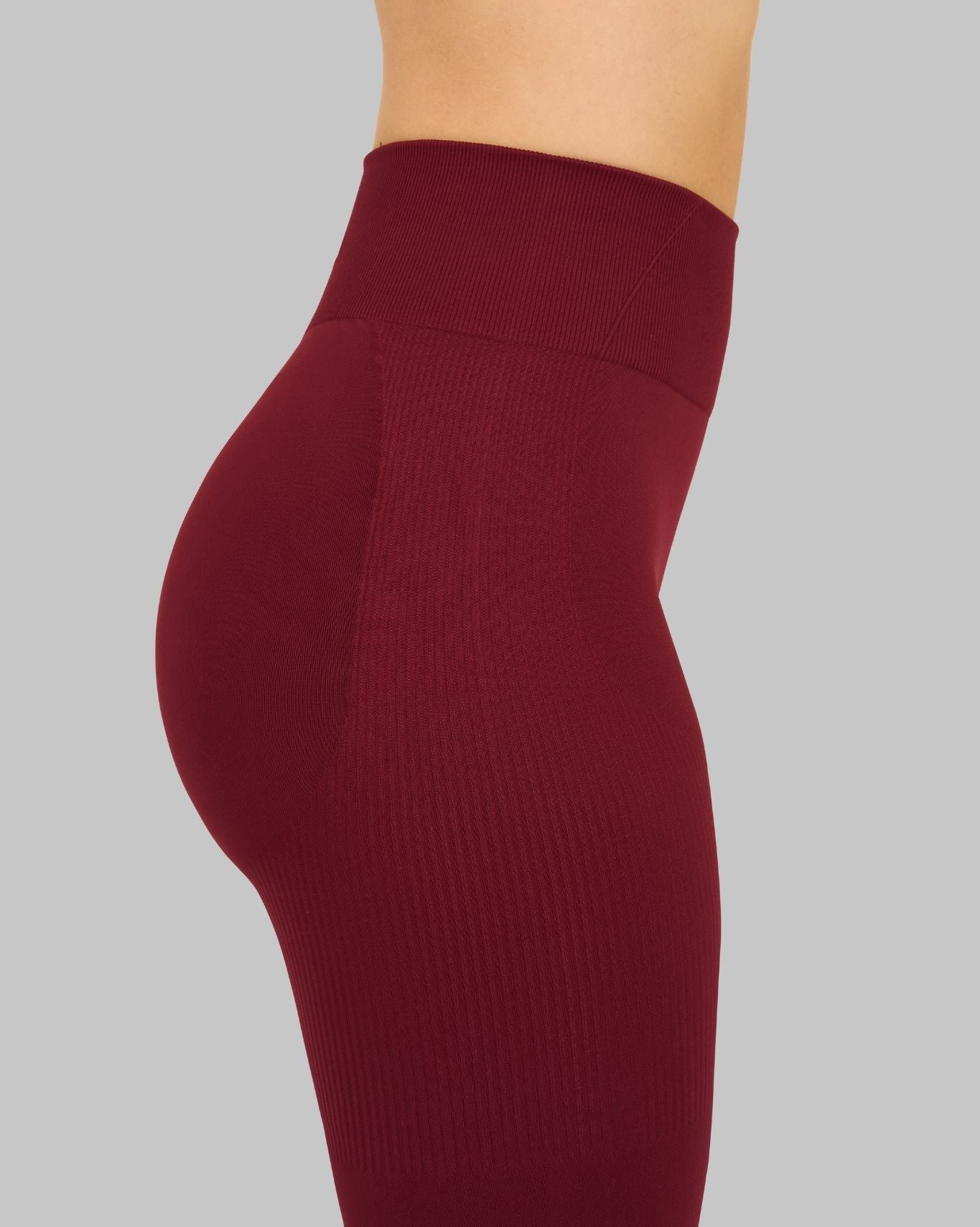 Elevate Ribbed High-Waisted Contour Leggings | Fine Wine