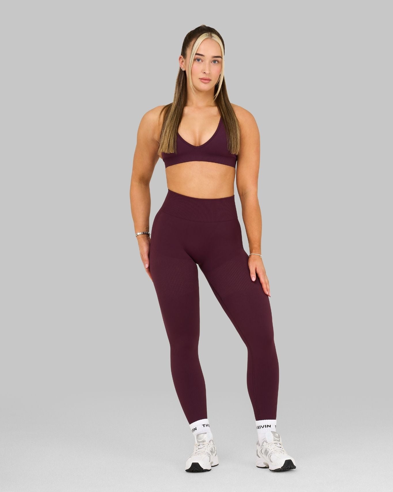 Elevate Ribbed High-Waisted Contour Leggings | Winter Plum