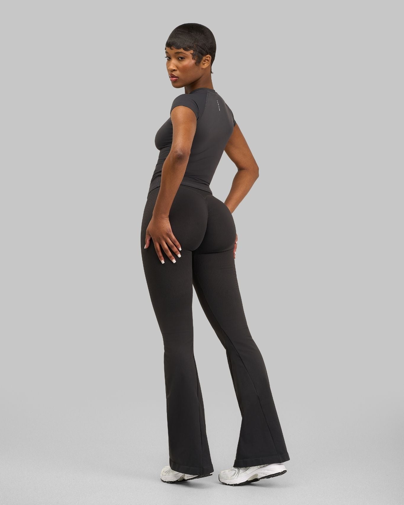 Elevate™ V-Waist Flared Leggings | Charcoal Grey