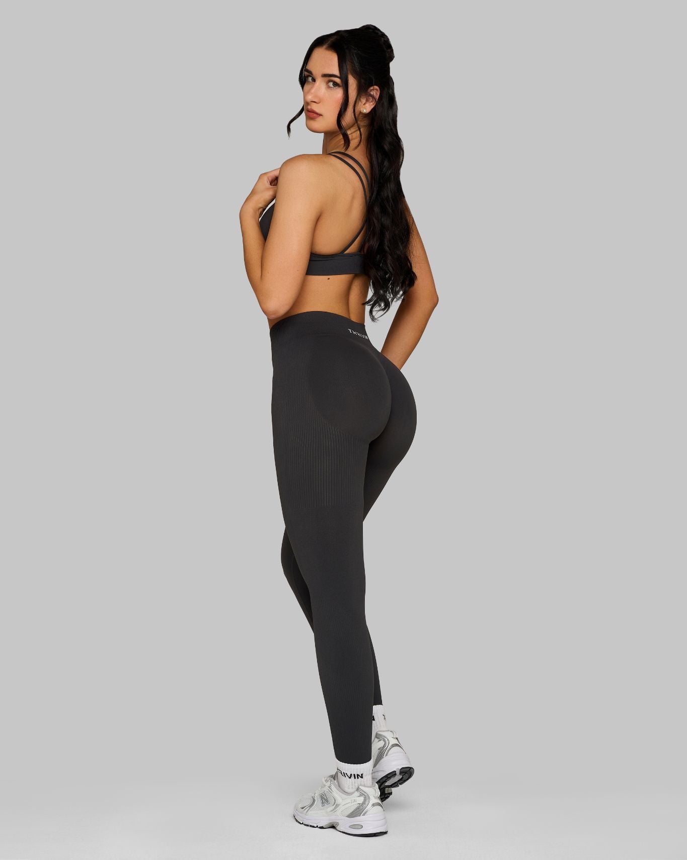 Elevate Ribbed Mid-Waisted Contour Leggings | Charcoal Grey