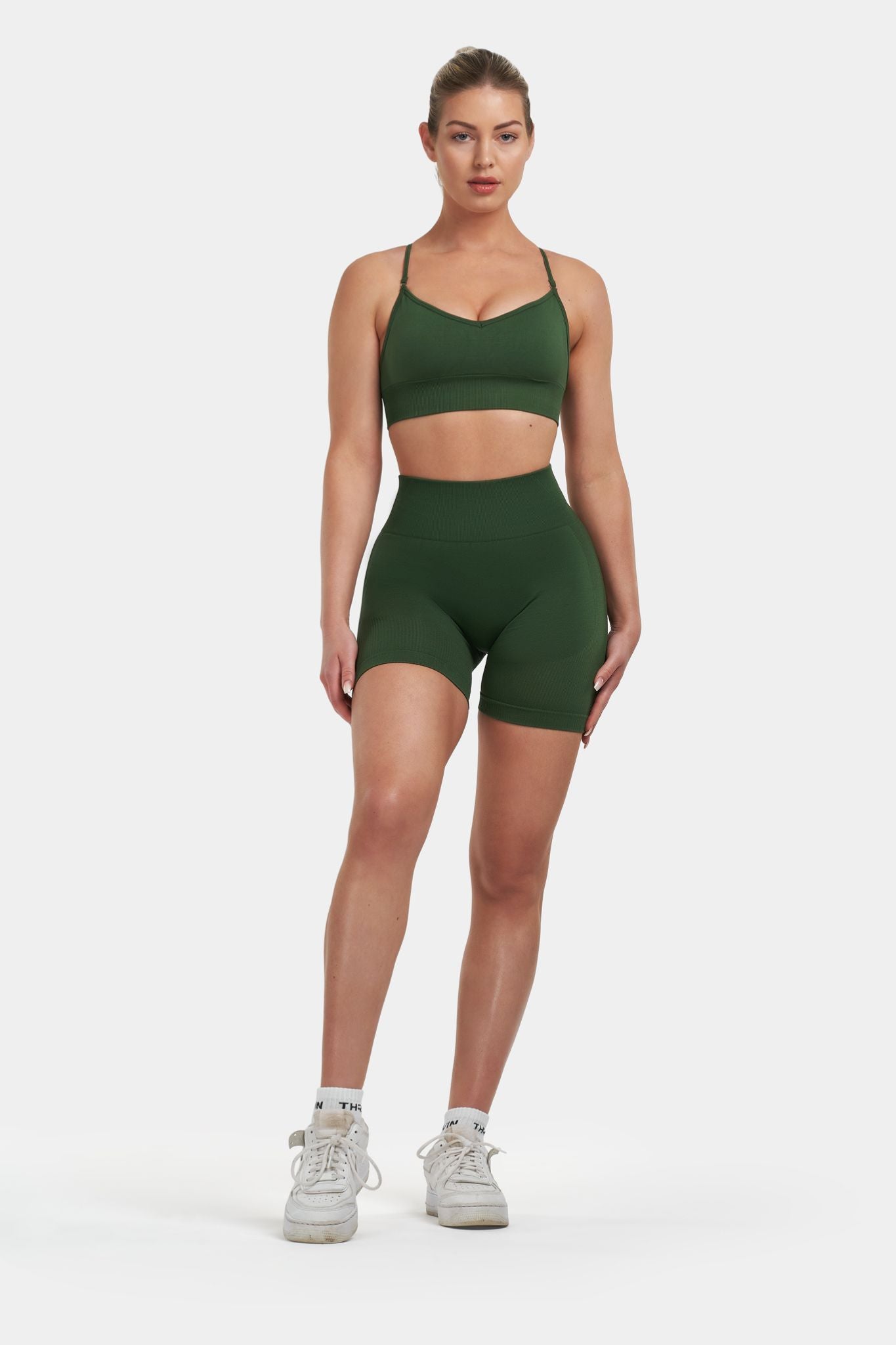 Seamless Sculpt Ribbed Contour Shorts | Palm Green