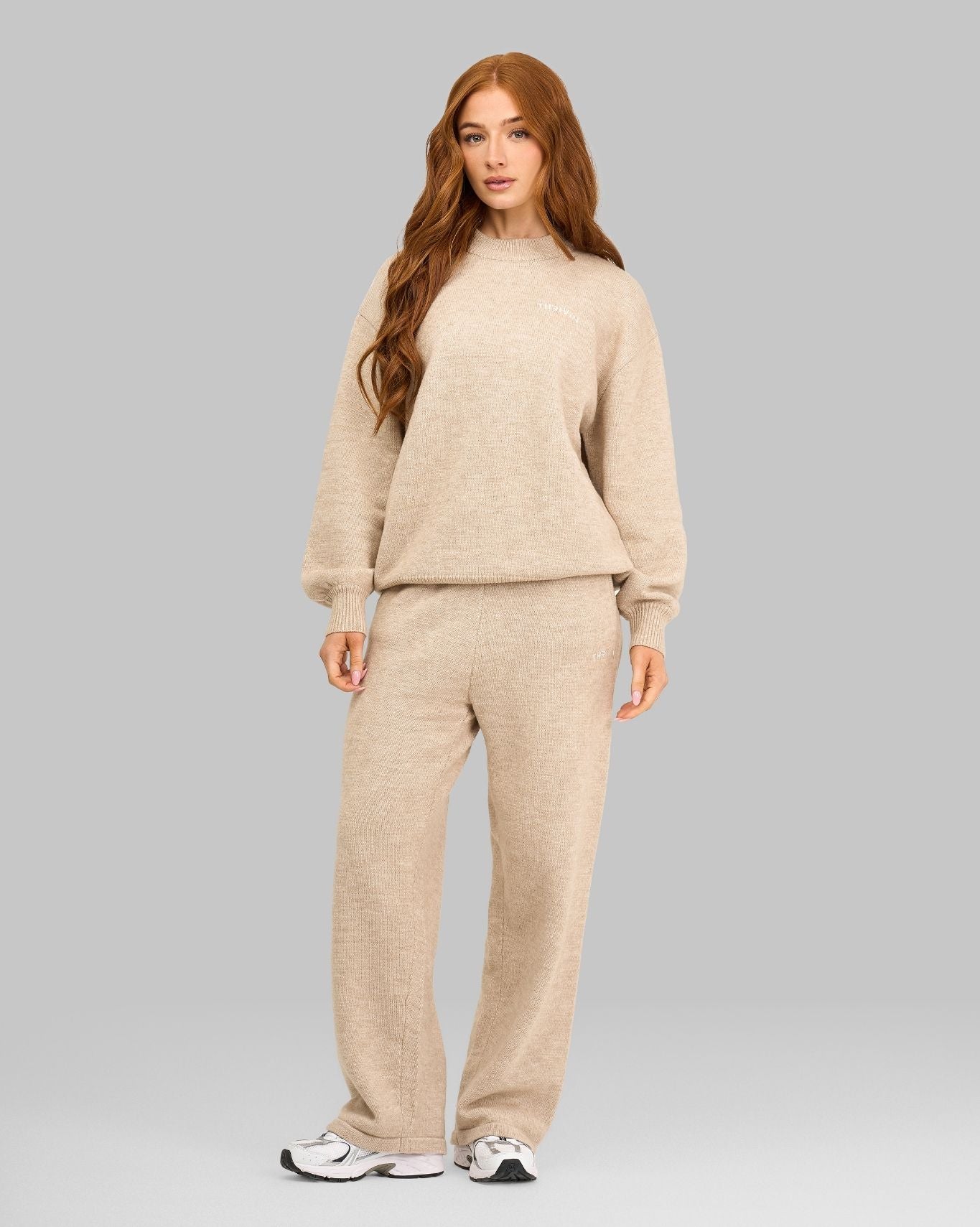 Essential Knitted Wide Leg Trouser | Oat
