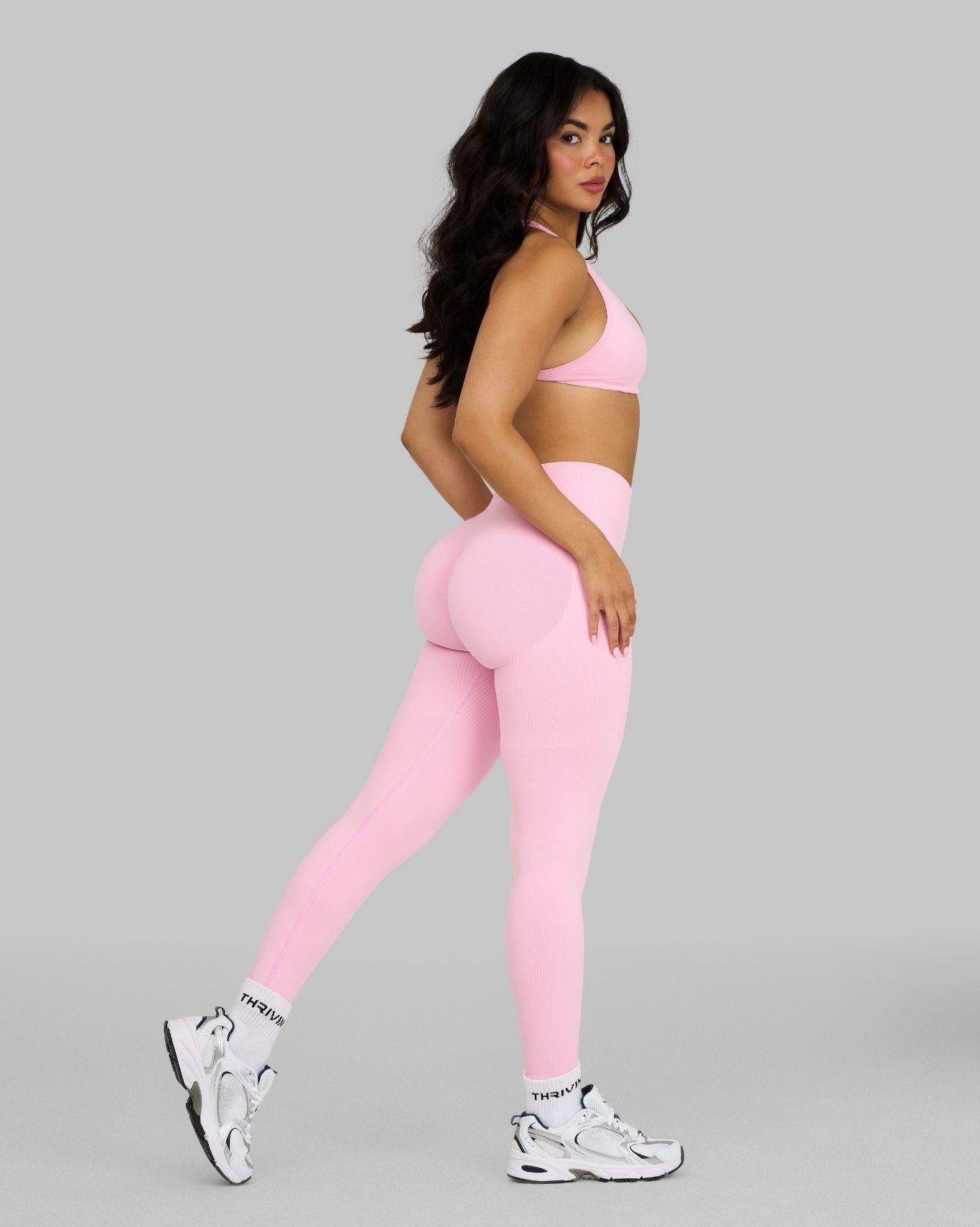 Elevate™ Ribbed Mid-Waisted Contour Leggings | Candy Pink