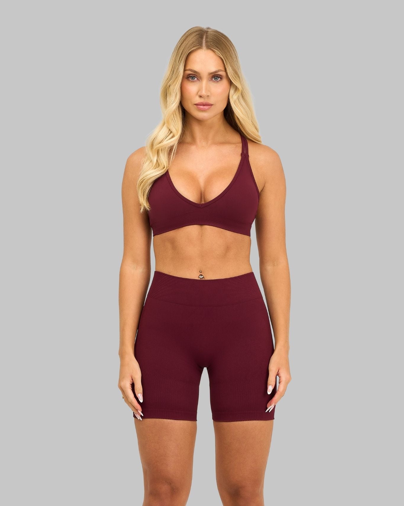 Elevate V-Neck Sculpt Seamless Bra | Cranberry