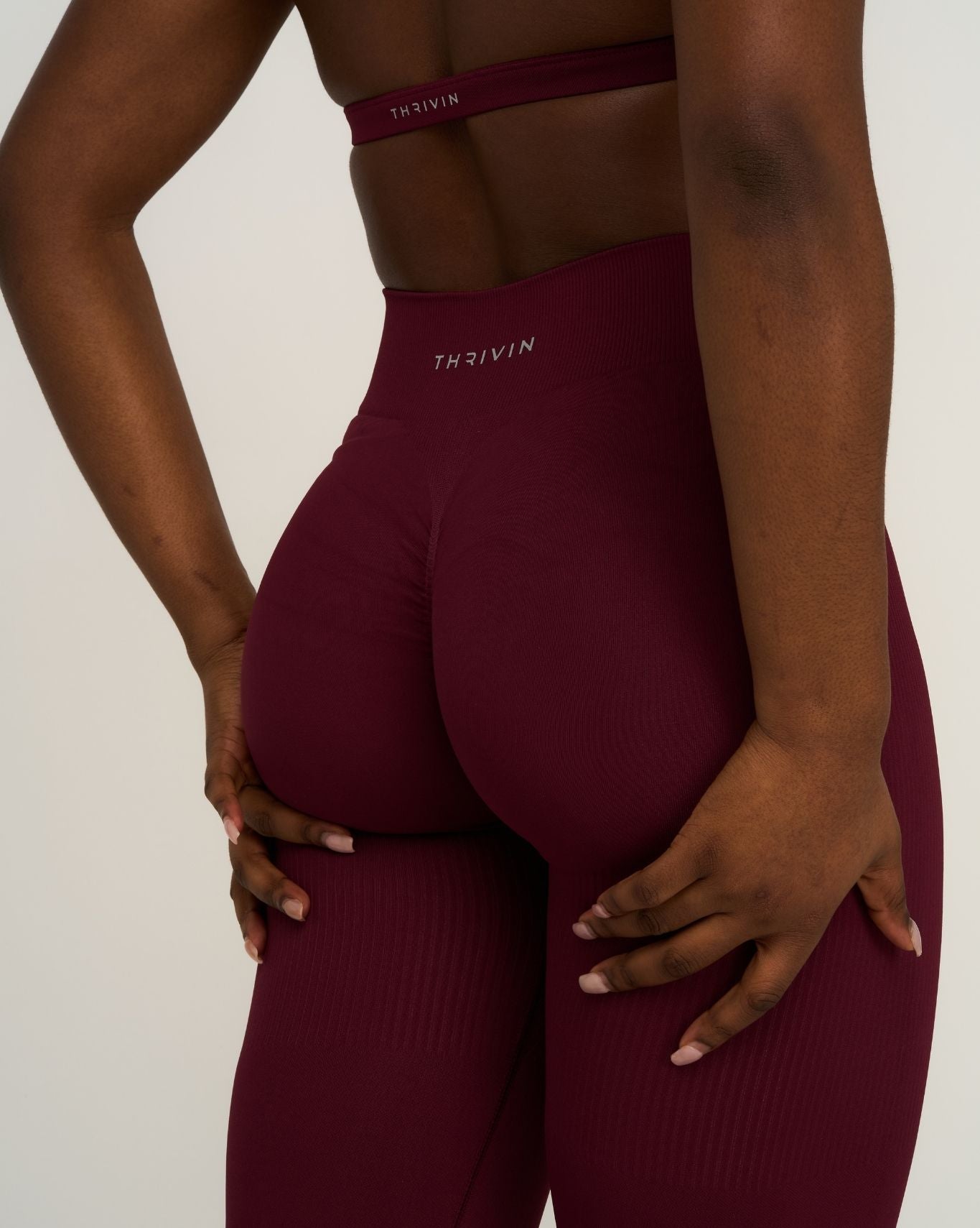 Elevate™ Ribbed Mid-Waisted Contour Leggings | Merlot