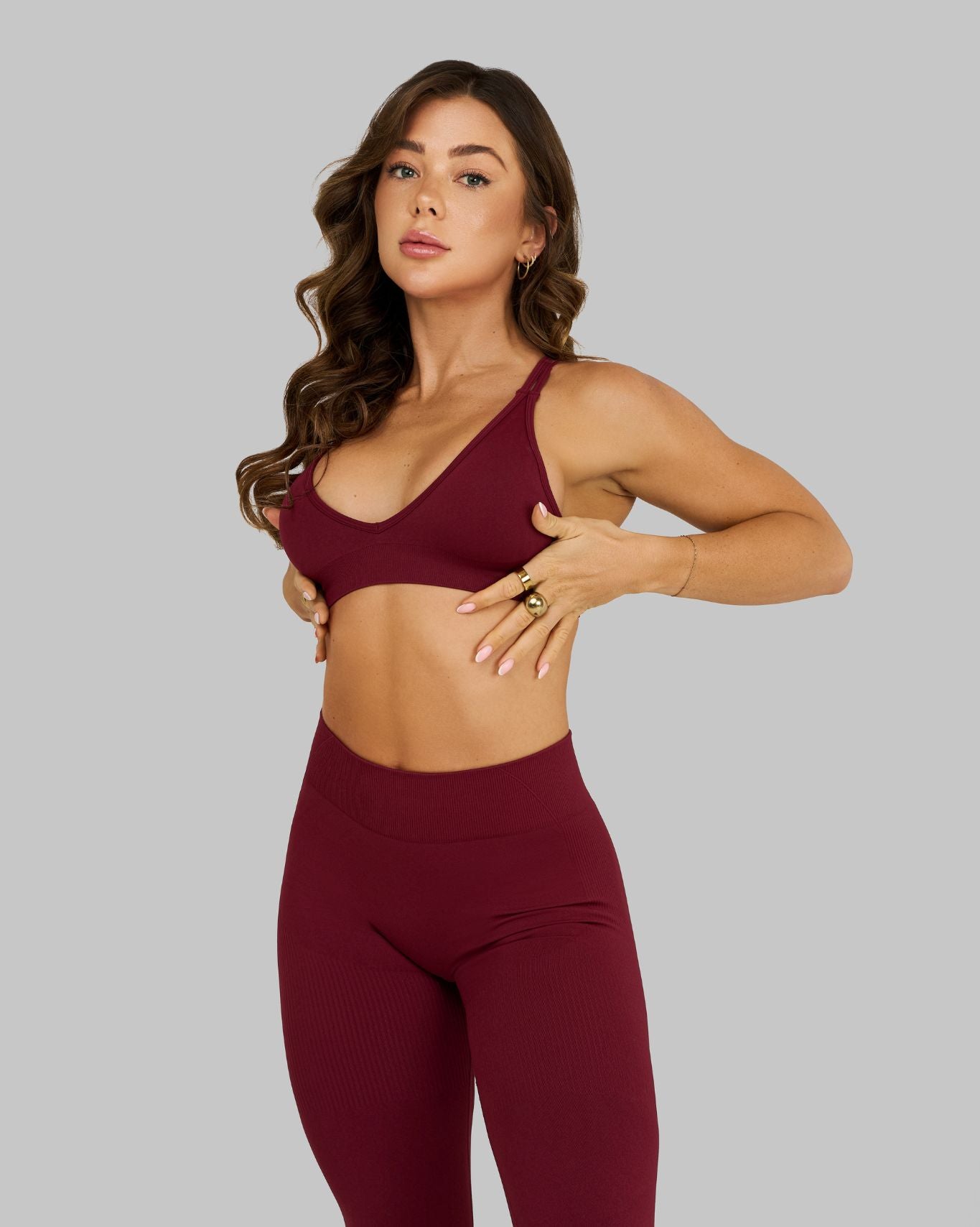 Elevate V-Neck Sculpt Seamless Bra | Fine Wine
