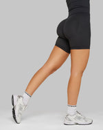 Elevate Ribbed Mid-Waisted Contour Shorts | Charcoal Grey