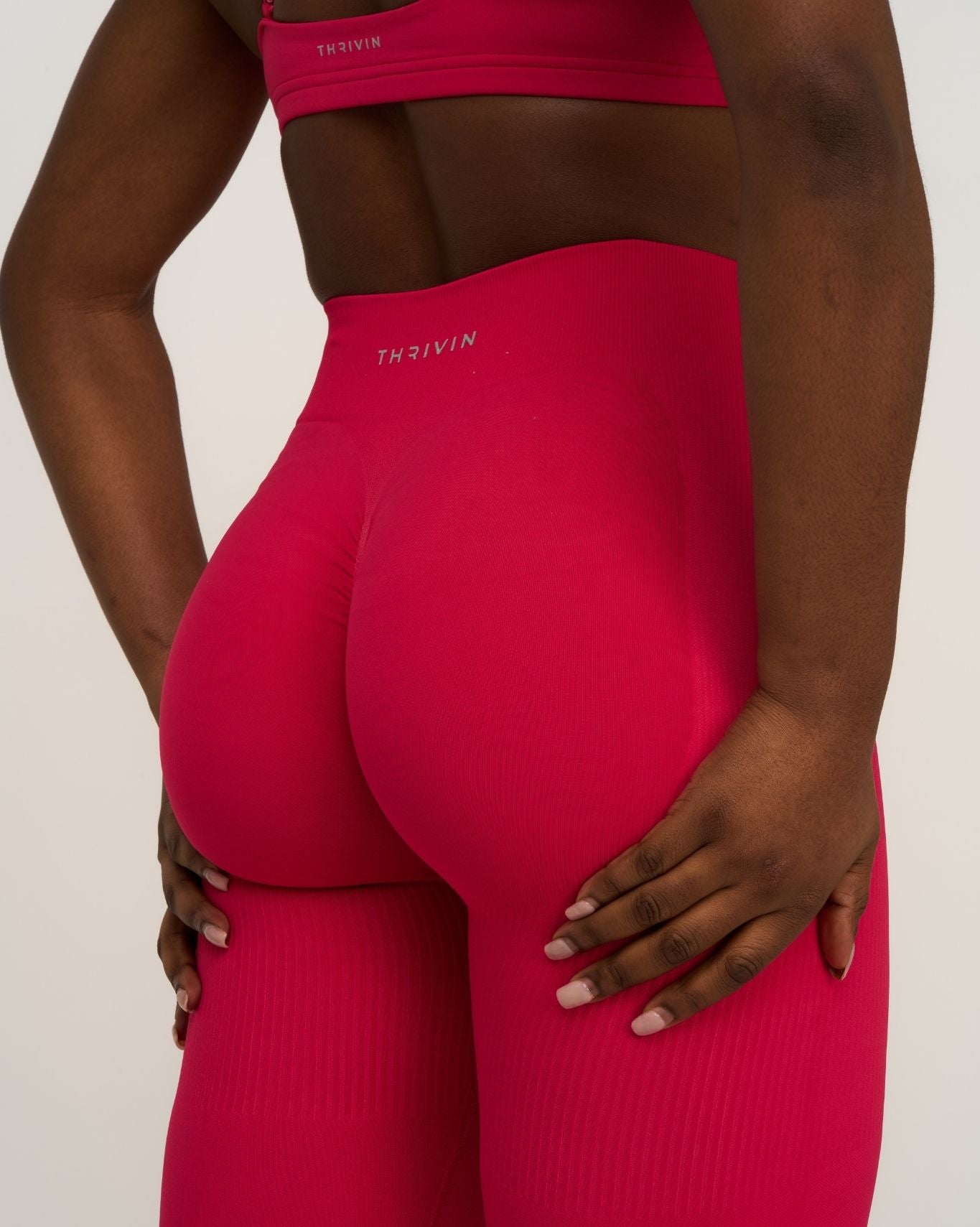 Elevate™ Ribbed Mid-Waisted Contour Leggings | Strawberry