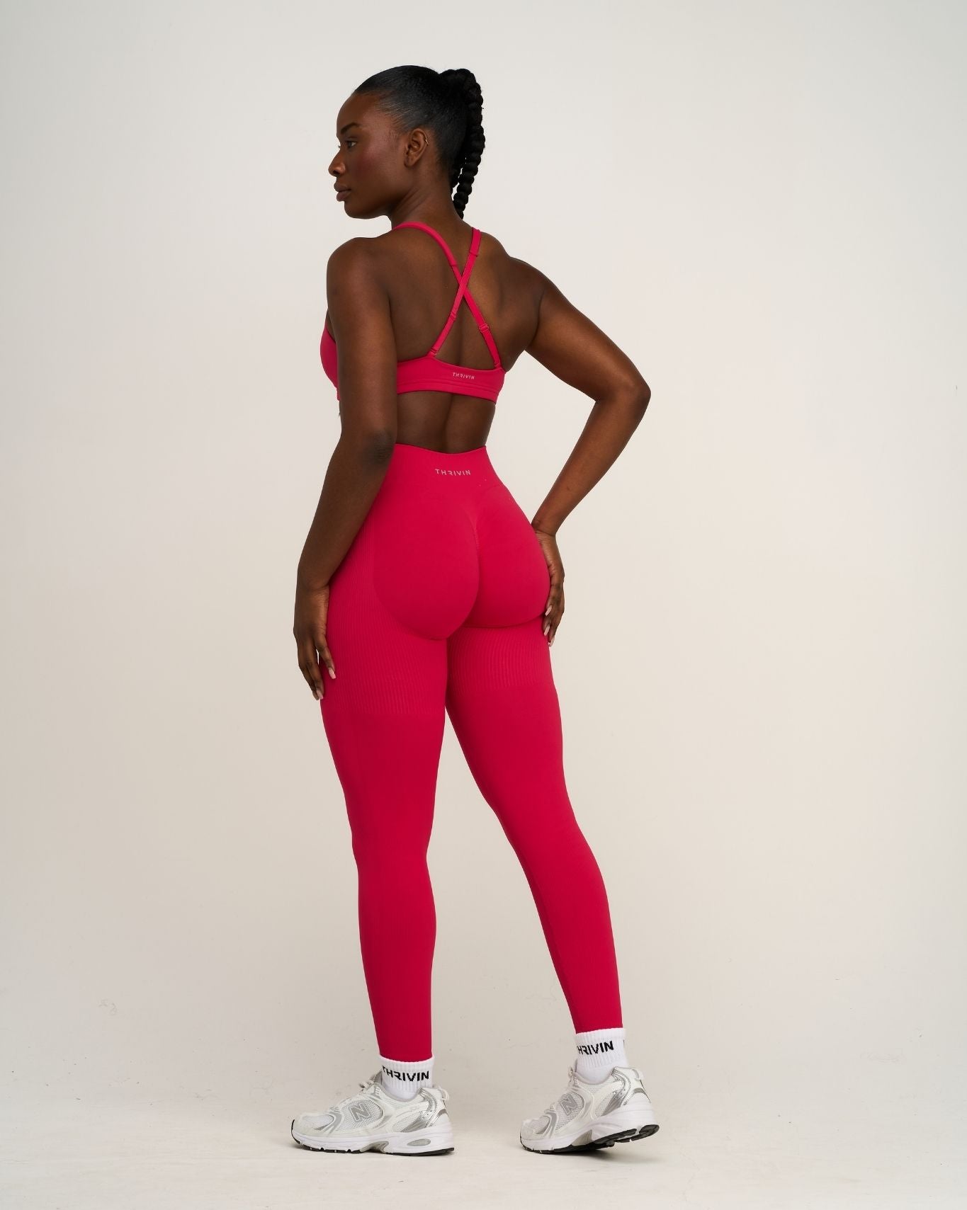 Elevate™ Ribbed Mid-Waisted Contour Leggings | Strawberry