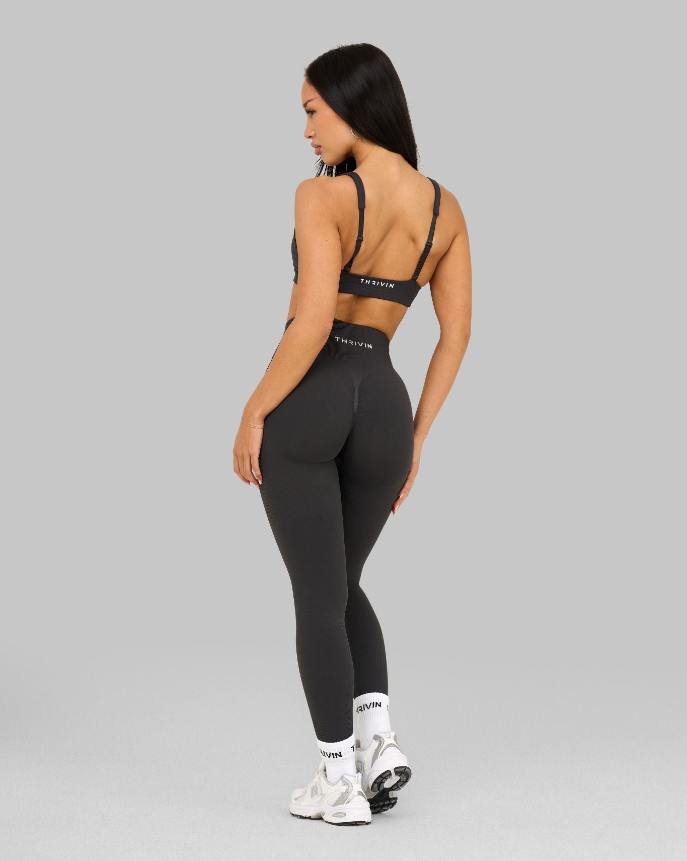 Elevate Ribbed High-Waisted Contour Leggings | Charcoal Grey