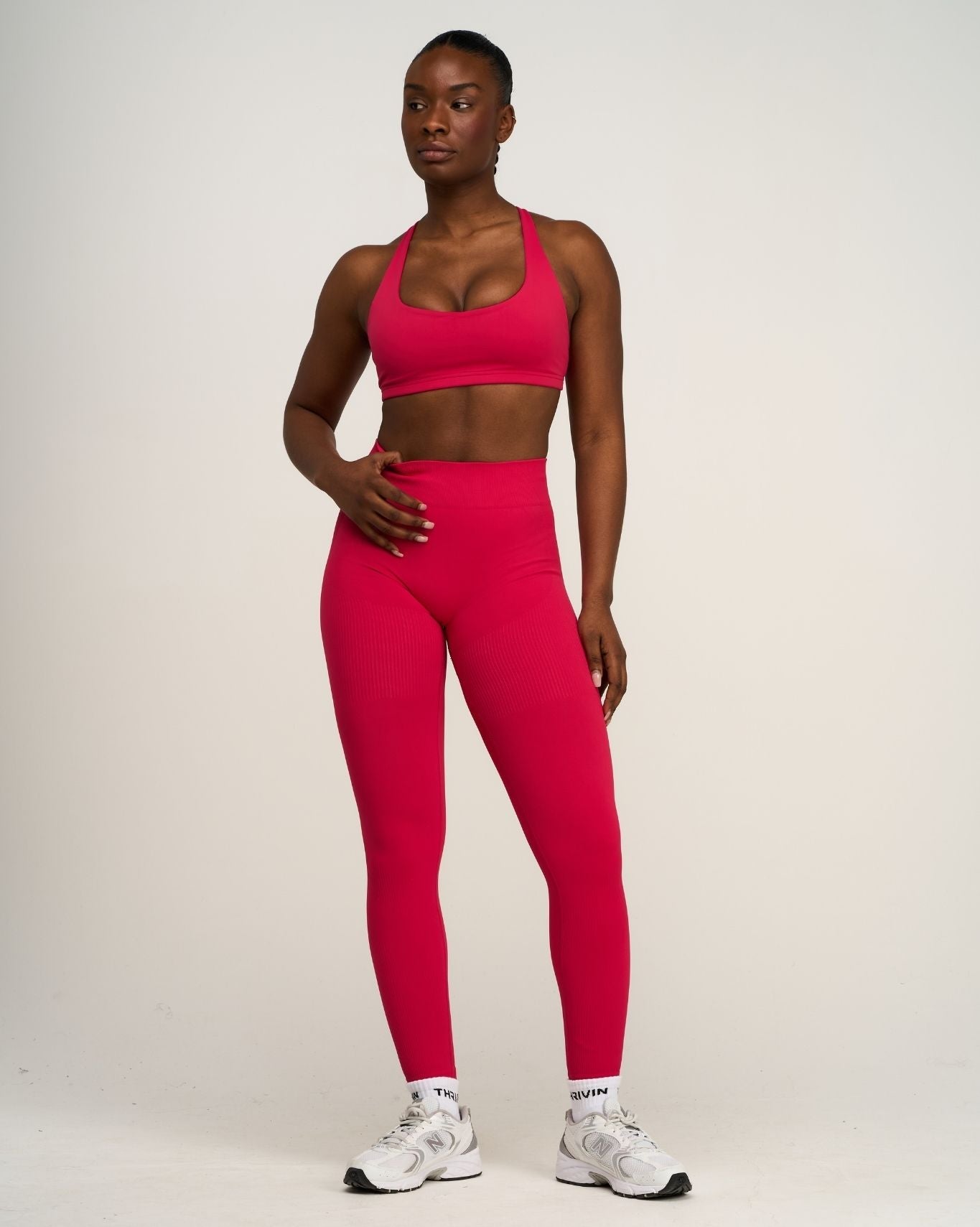 Elevate™ Ribbed Mid-Waisted Contour Leggings | Strawberry