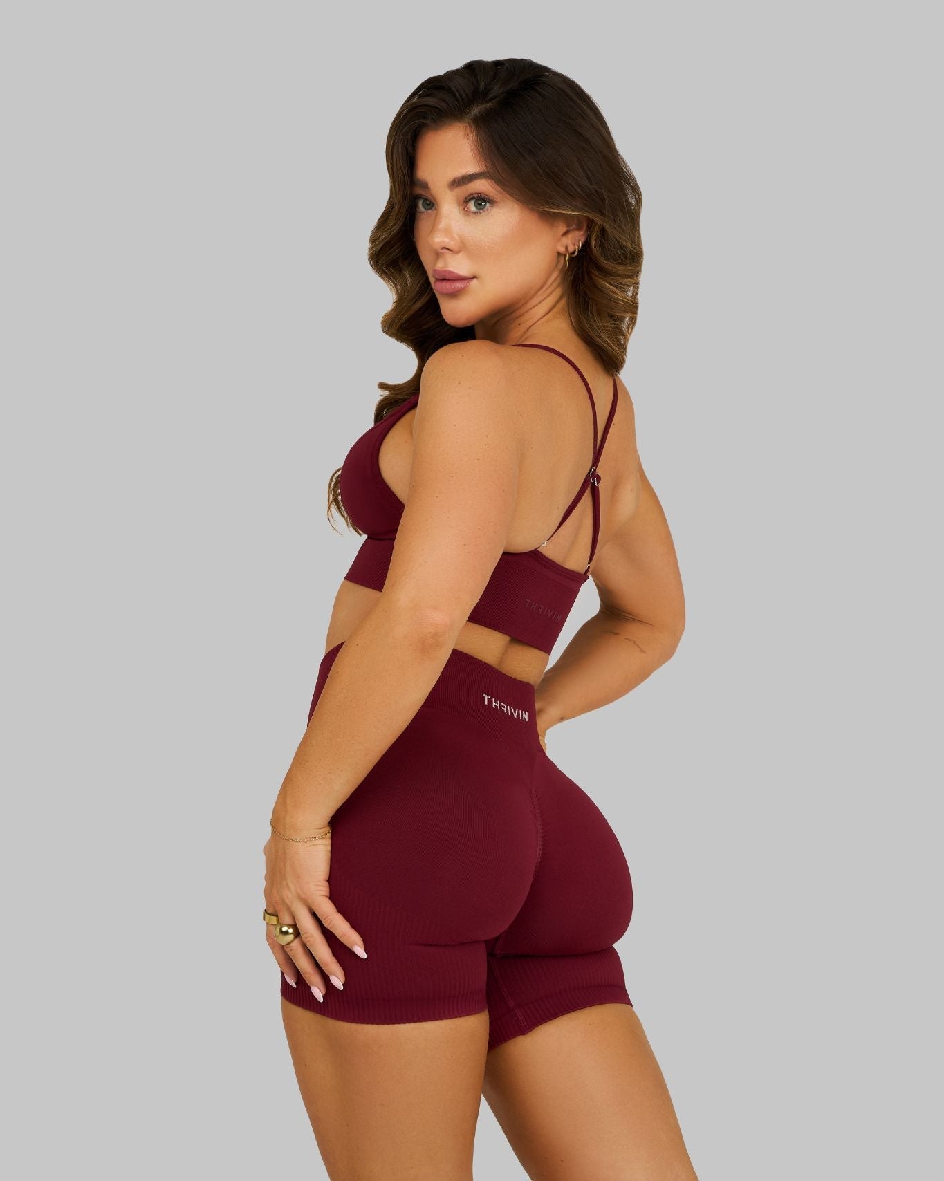 Elevate™ Sculpting Mid Waist Scrunch Shorts | Fine Wine