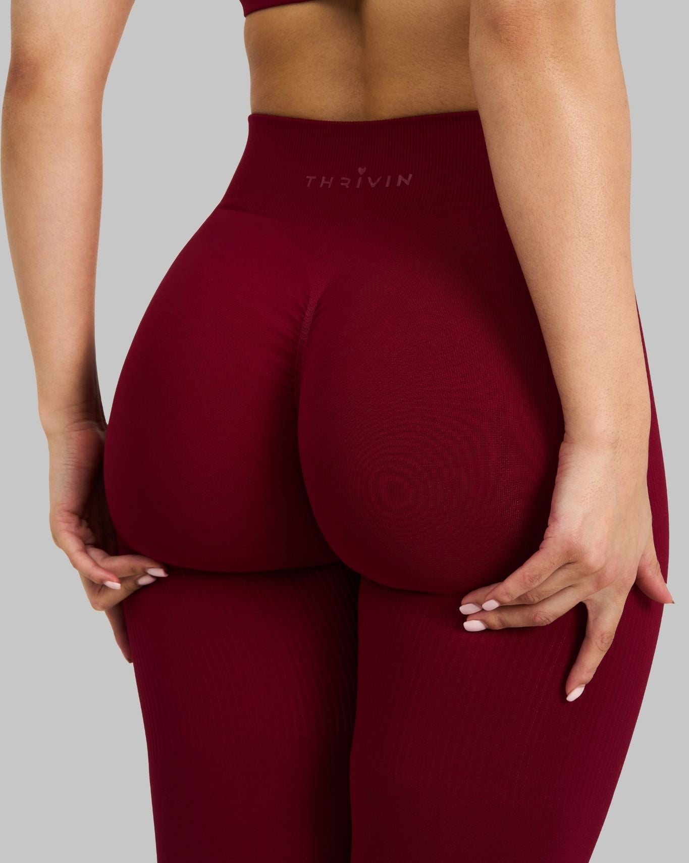 Elevate Ribbed Mid-Waisted Contour Leggings | Raspberry