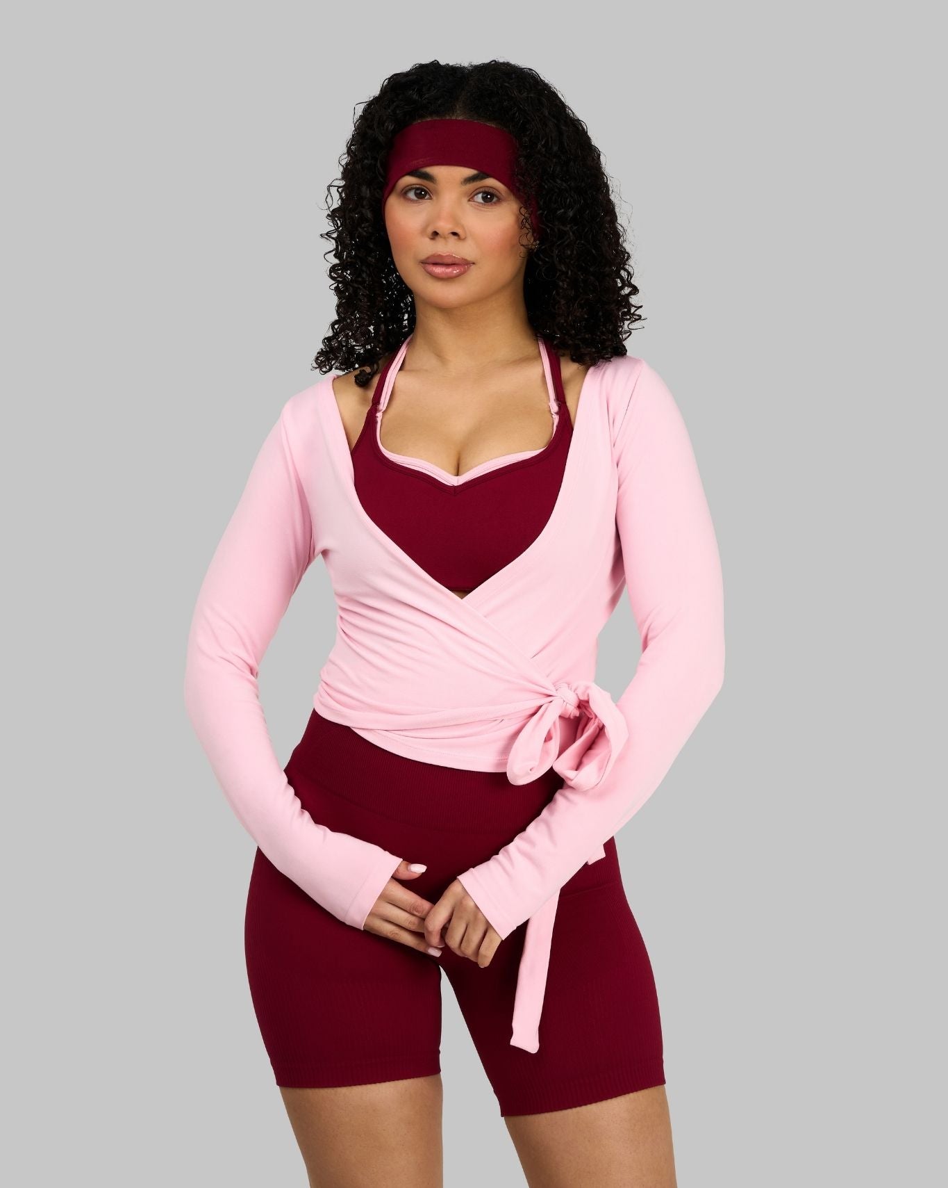 Elevate Ribbed Mid-Waisted Contour Shorts | Raspberry