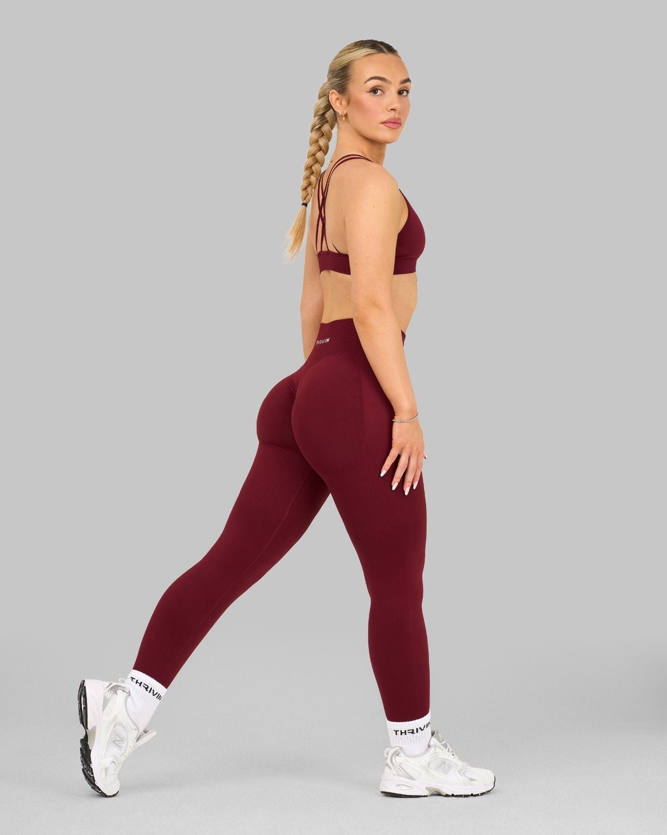 Elevate Ribbed High-Waisted Contour Leggings | Fine Wine