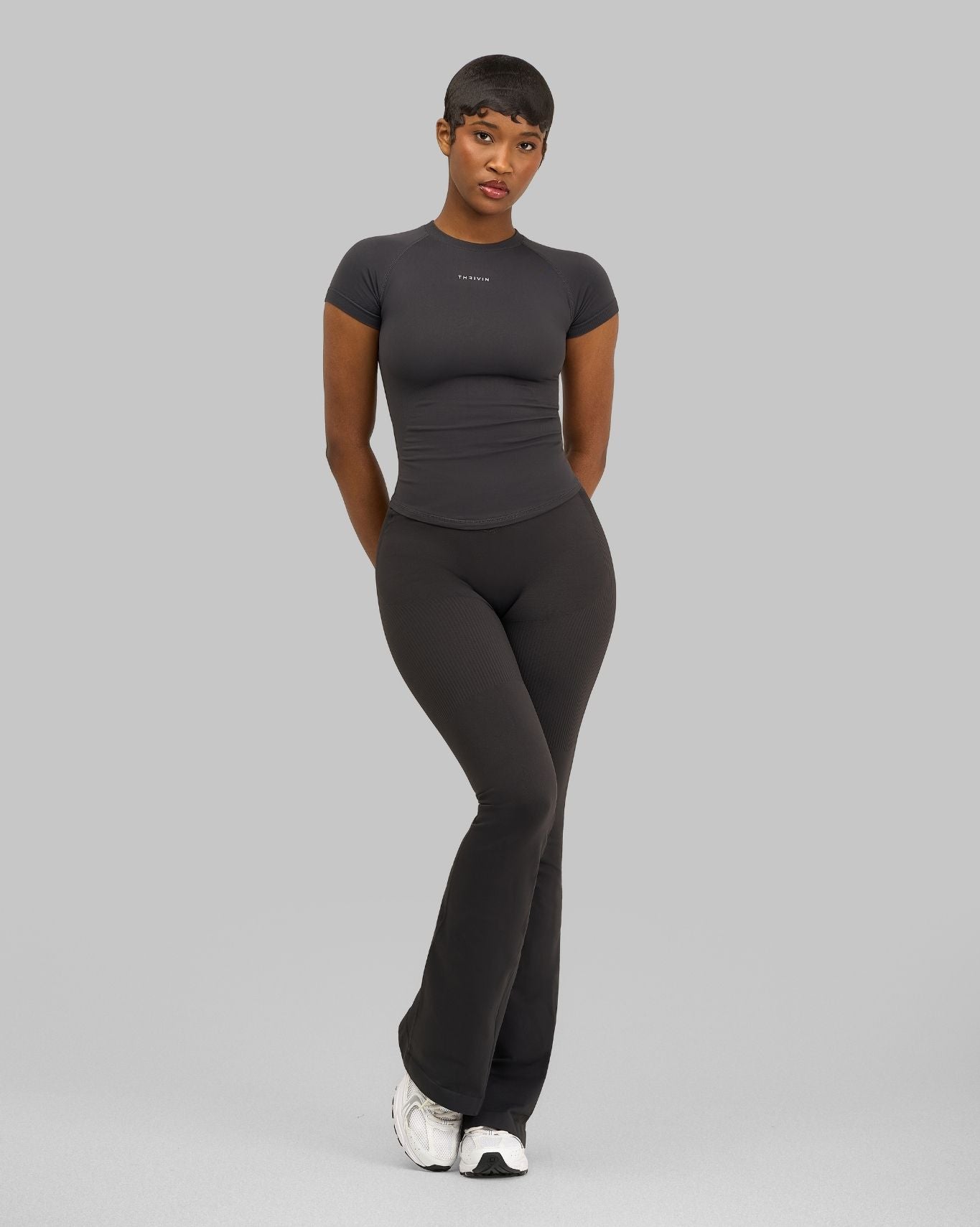Elevate™ V-Waist Flared Leggings | Charcoal Grey