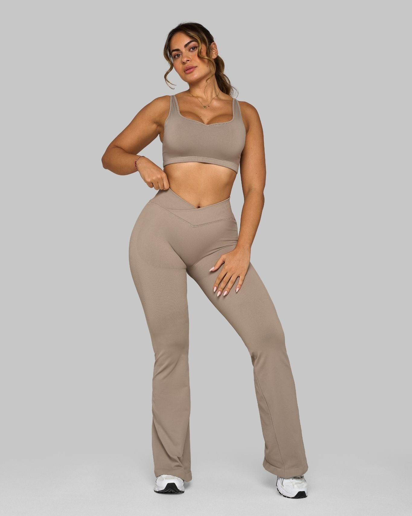 Elevate V-Waist Flared Legging | Latte
