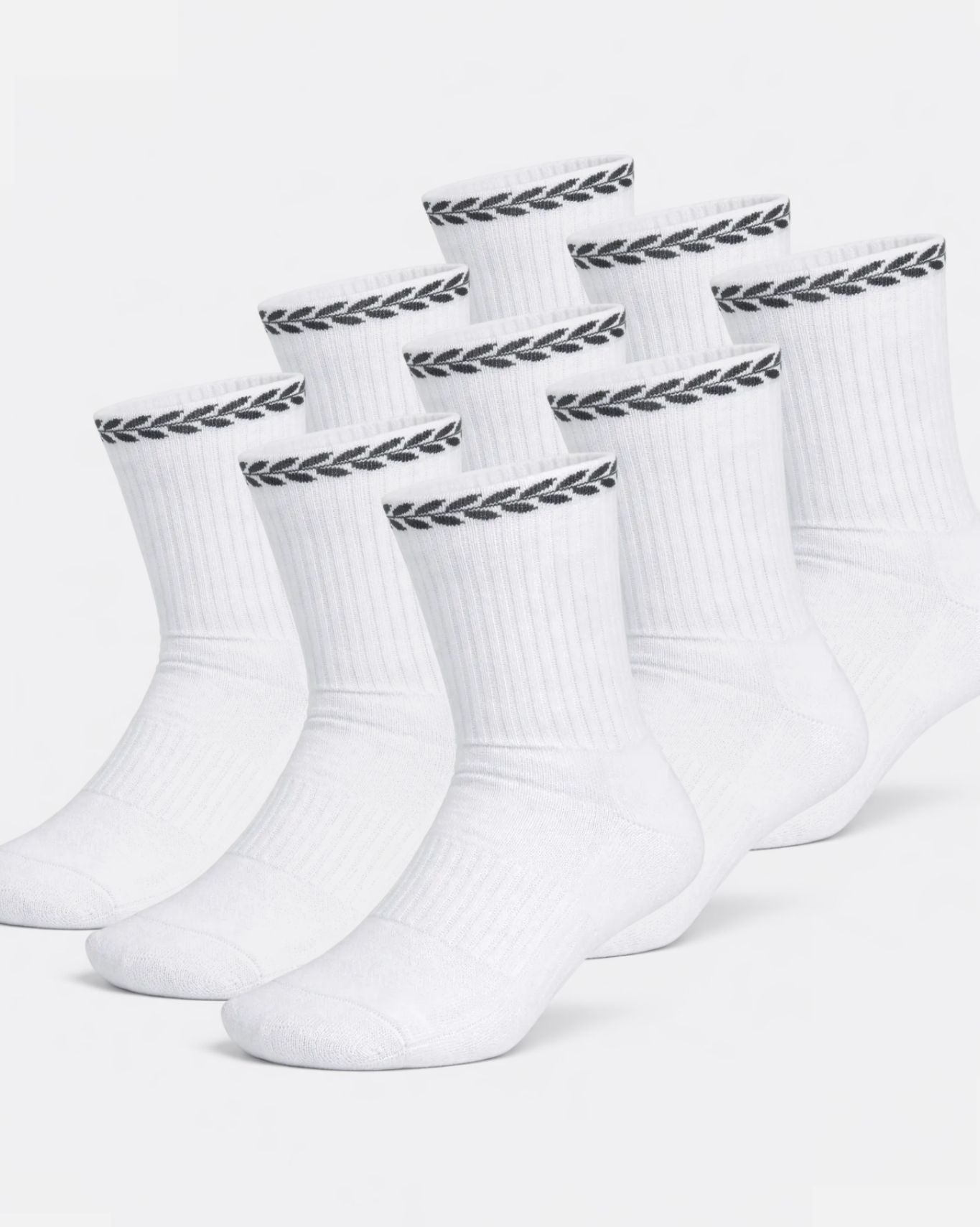Leaves Silk Socks - 9 Pairs Pack | White