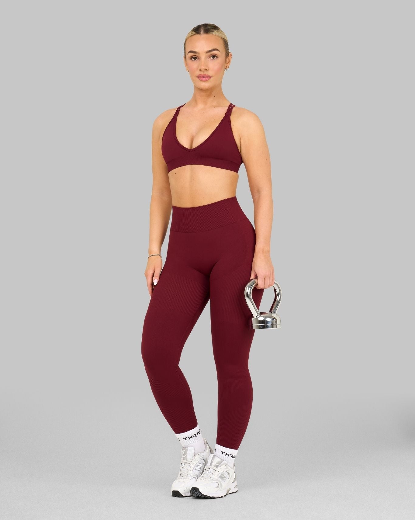 Elevate Ribbed High-Waisted Contour Leggings | Fine Wine