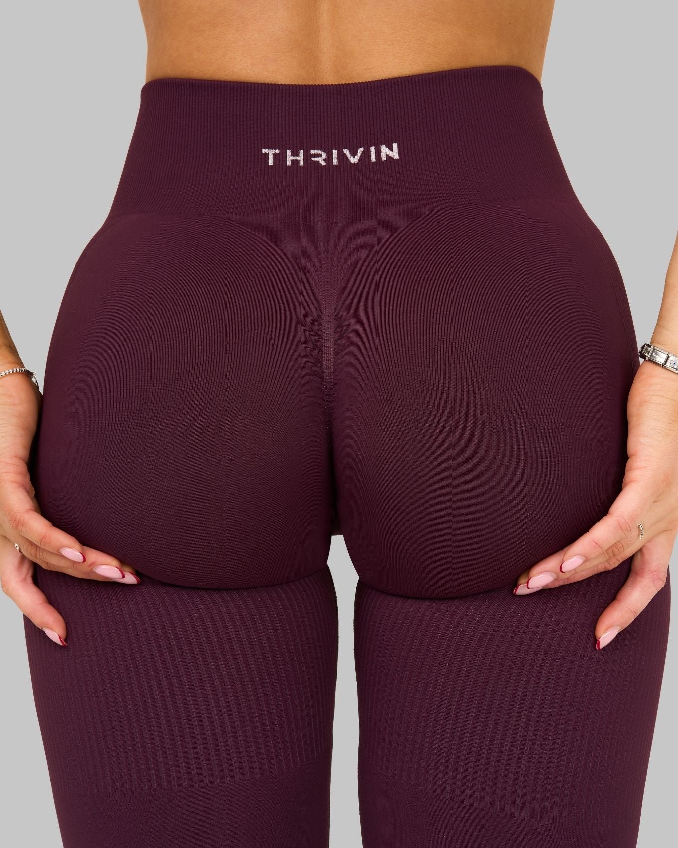 Elevate Ribbed High-Waisted Contour Leggings | Winter Plum