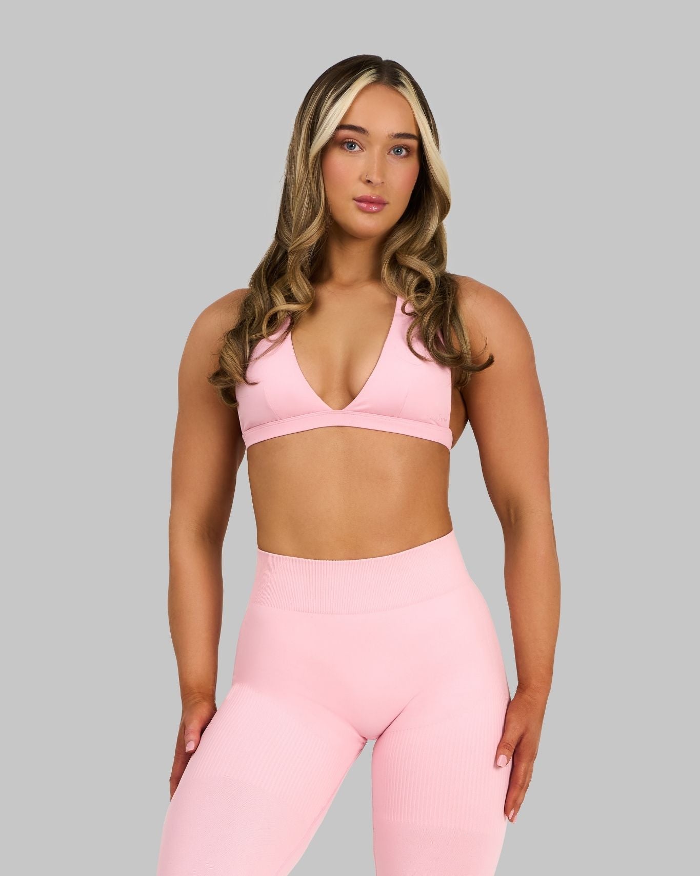 V-Neck Halterneck Bra | Cotton Pink