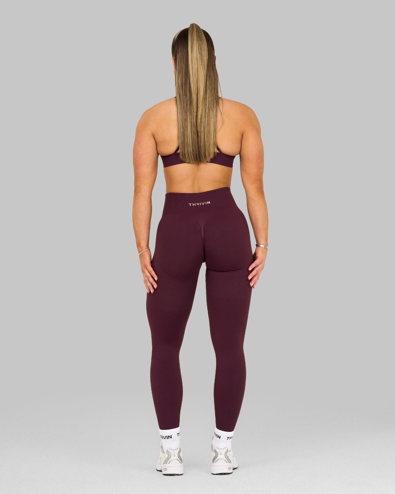 Elevate Ribbed High-Waisted Contour Leggings | Winter Plum