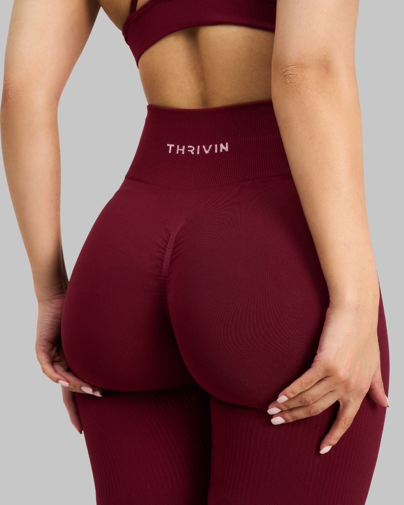 Elevate Ribbed High-Waisted Contour Leggings | Fine Wine