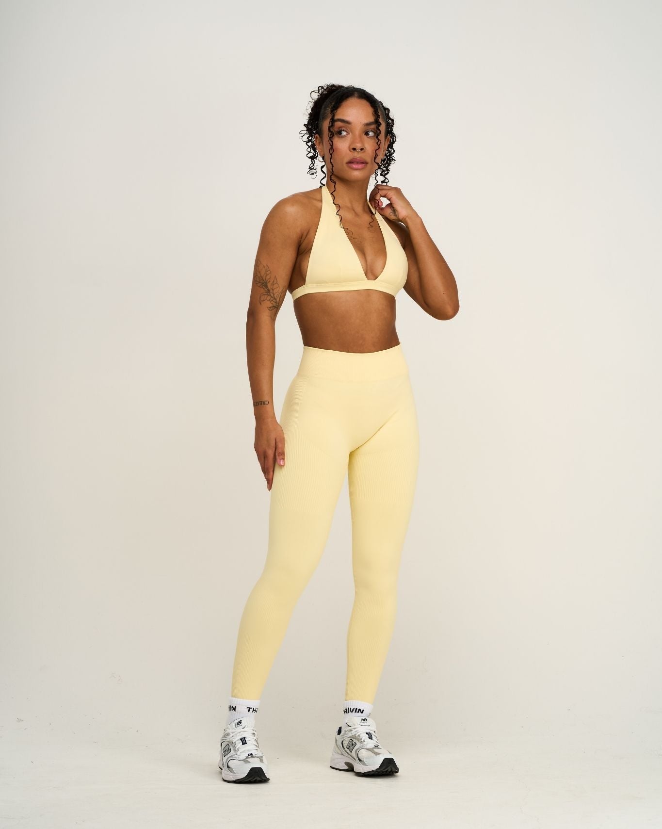 Elevate™ Ribbed Mid-Waisted Contour Leggings | Golden Butter
