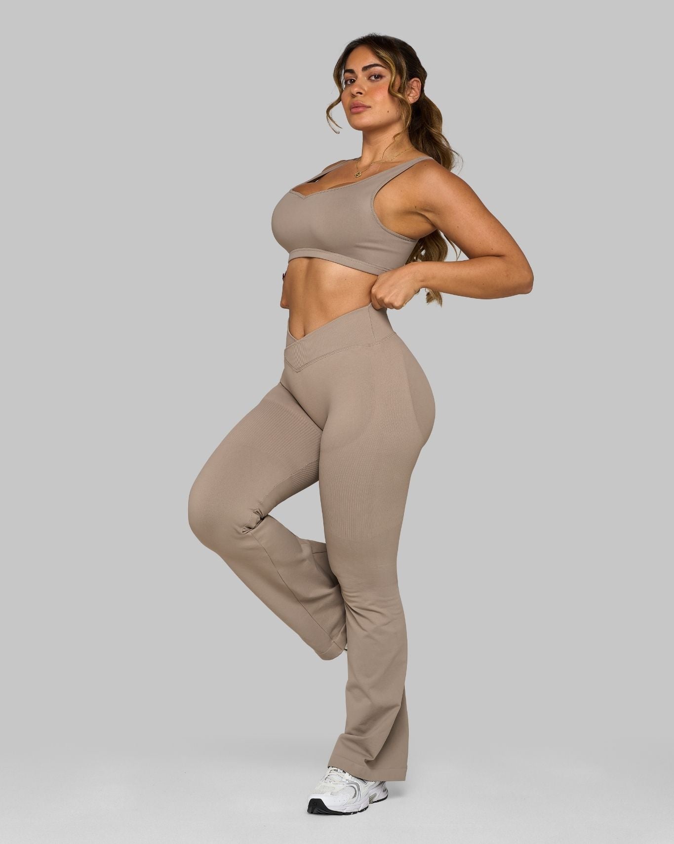 Elevate V-Waist Flared Legging | Latte