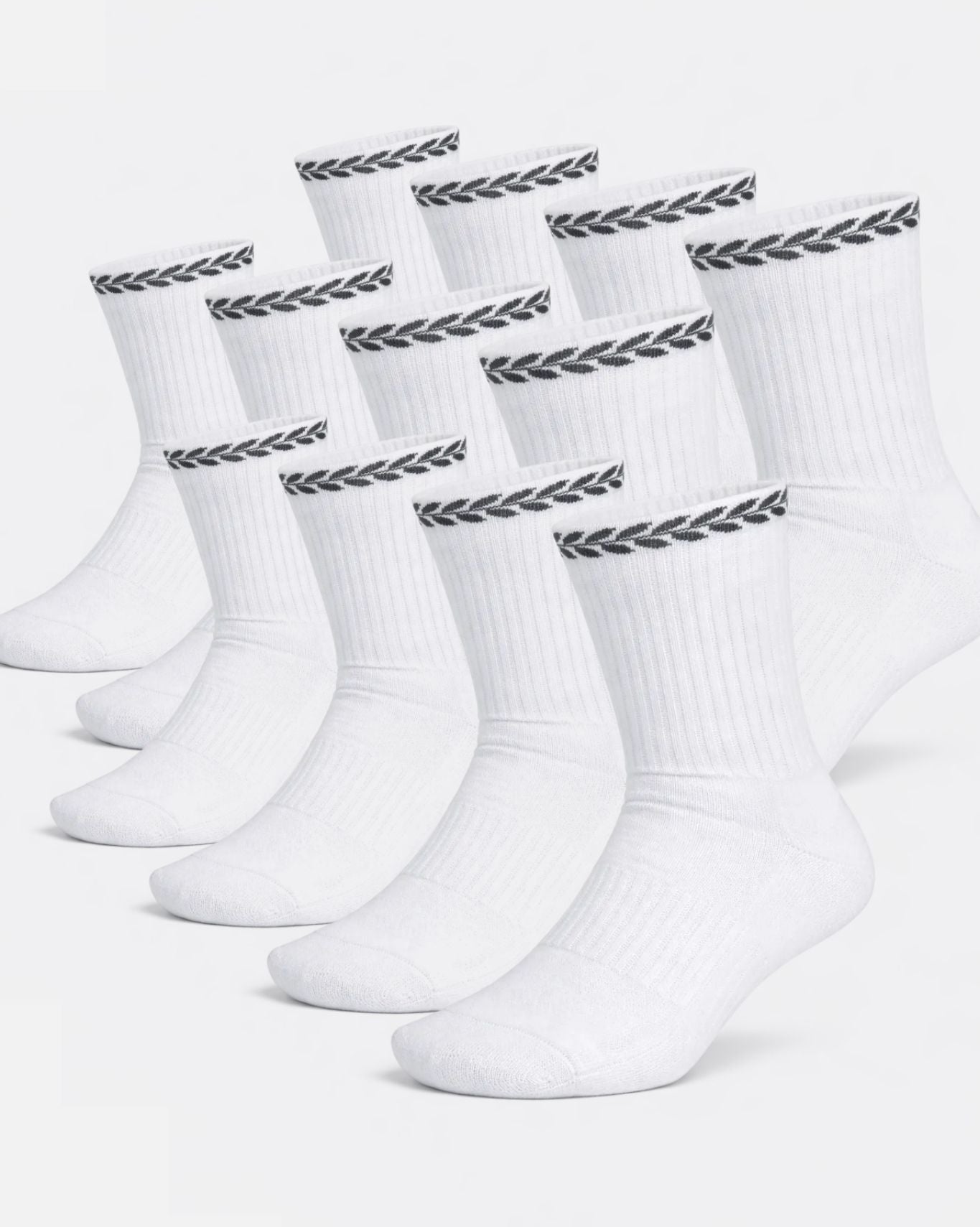 Leaves Silk Socks - 12 Pairs Pack | White