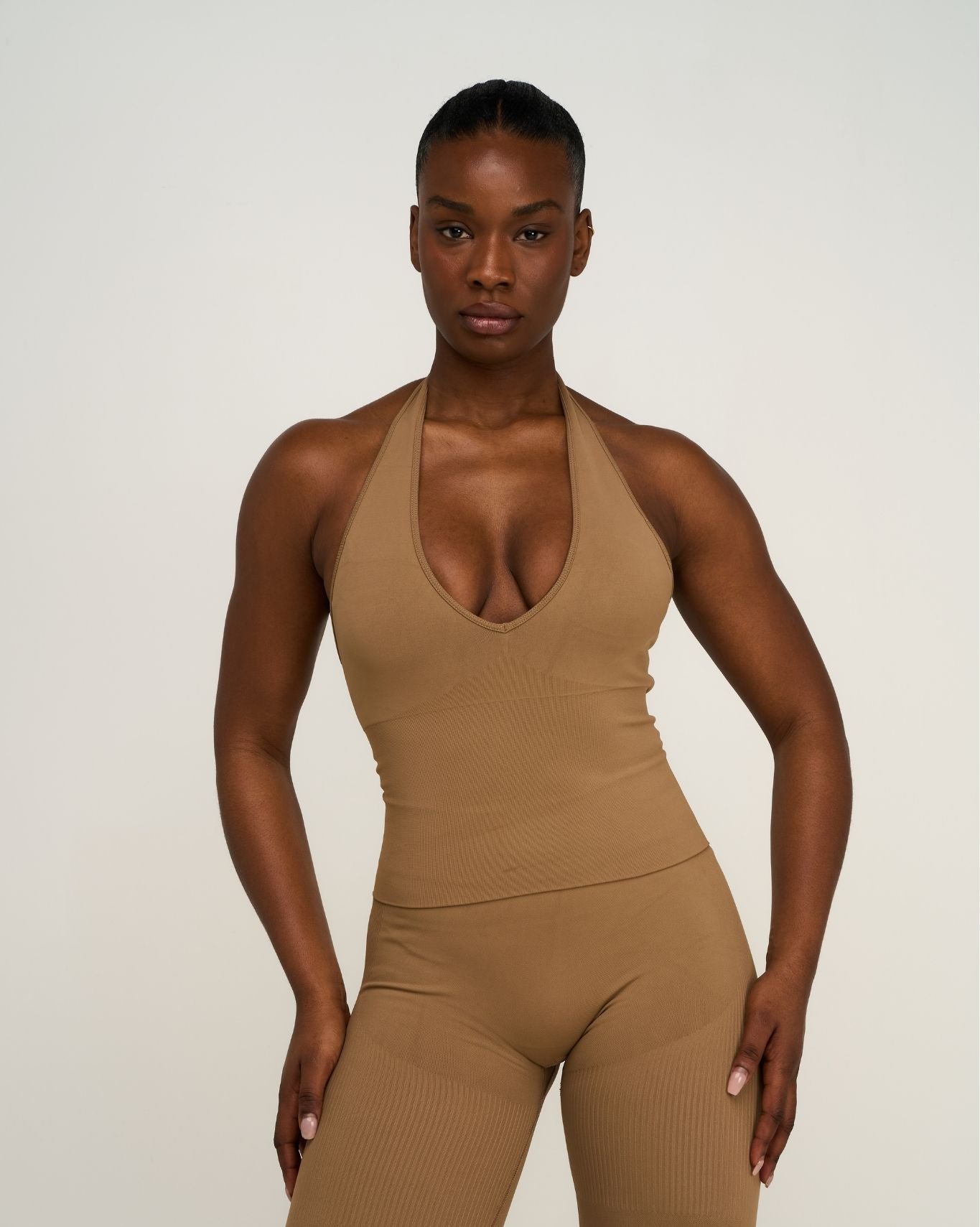 Elevate™ Sculpting Seamless Halterneck Top | Toffee