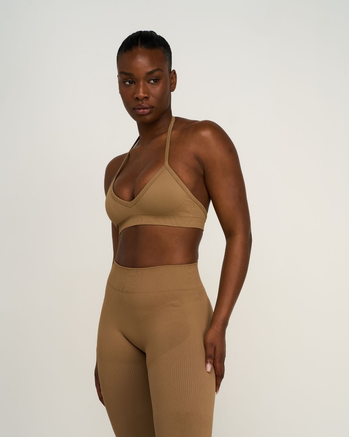 Elevate™ Sculpting Seamless Adjustable Halter Bra | Toffee