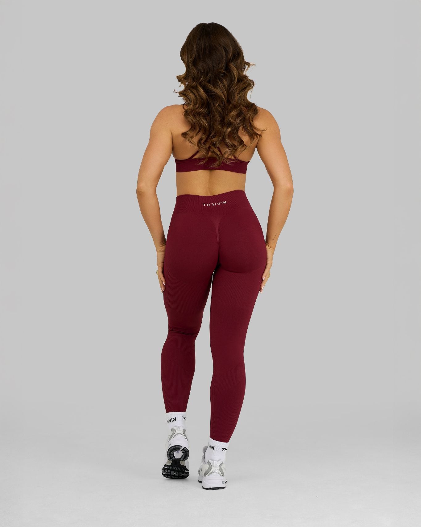 Elevate Ribbed Mid-Waisted Contour Leggings | Fine Wine
