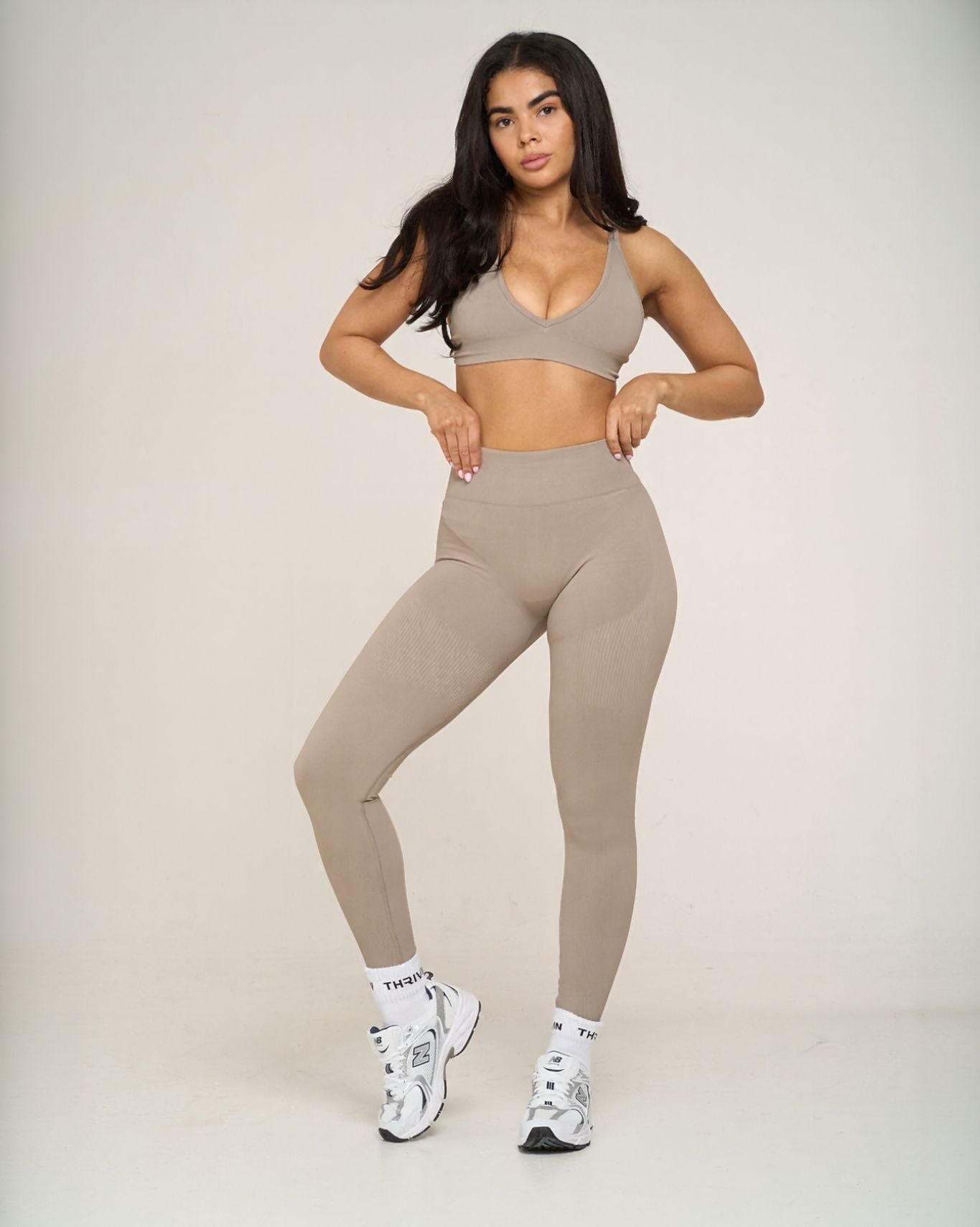 Elevate Ribbed Contour Leggings | Latte