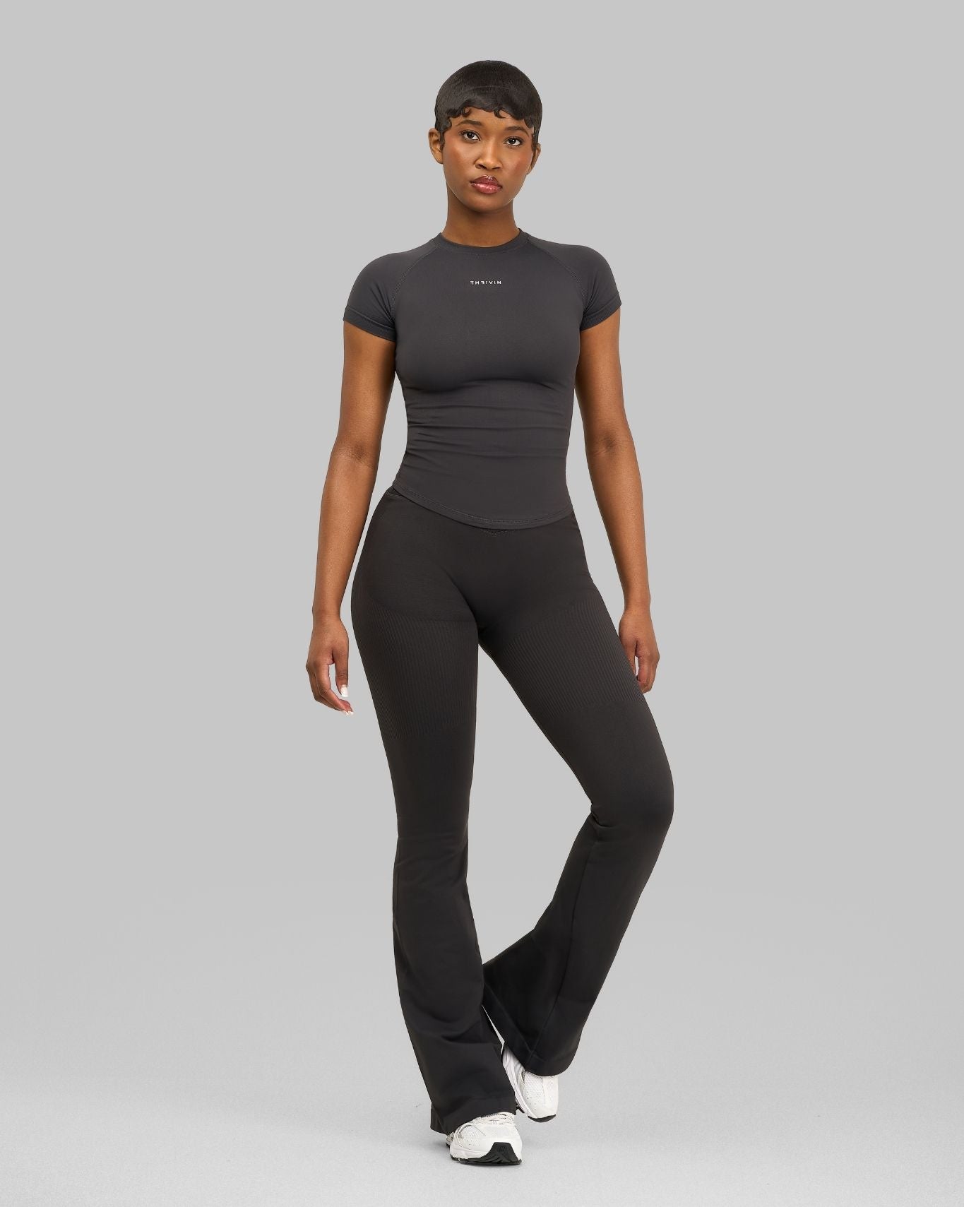 Elevate™ V-Waist Flared Leggings | Charcoal Grey