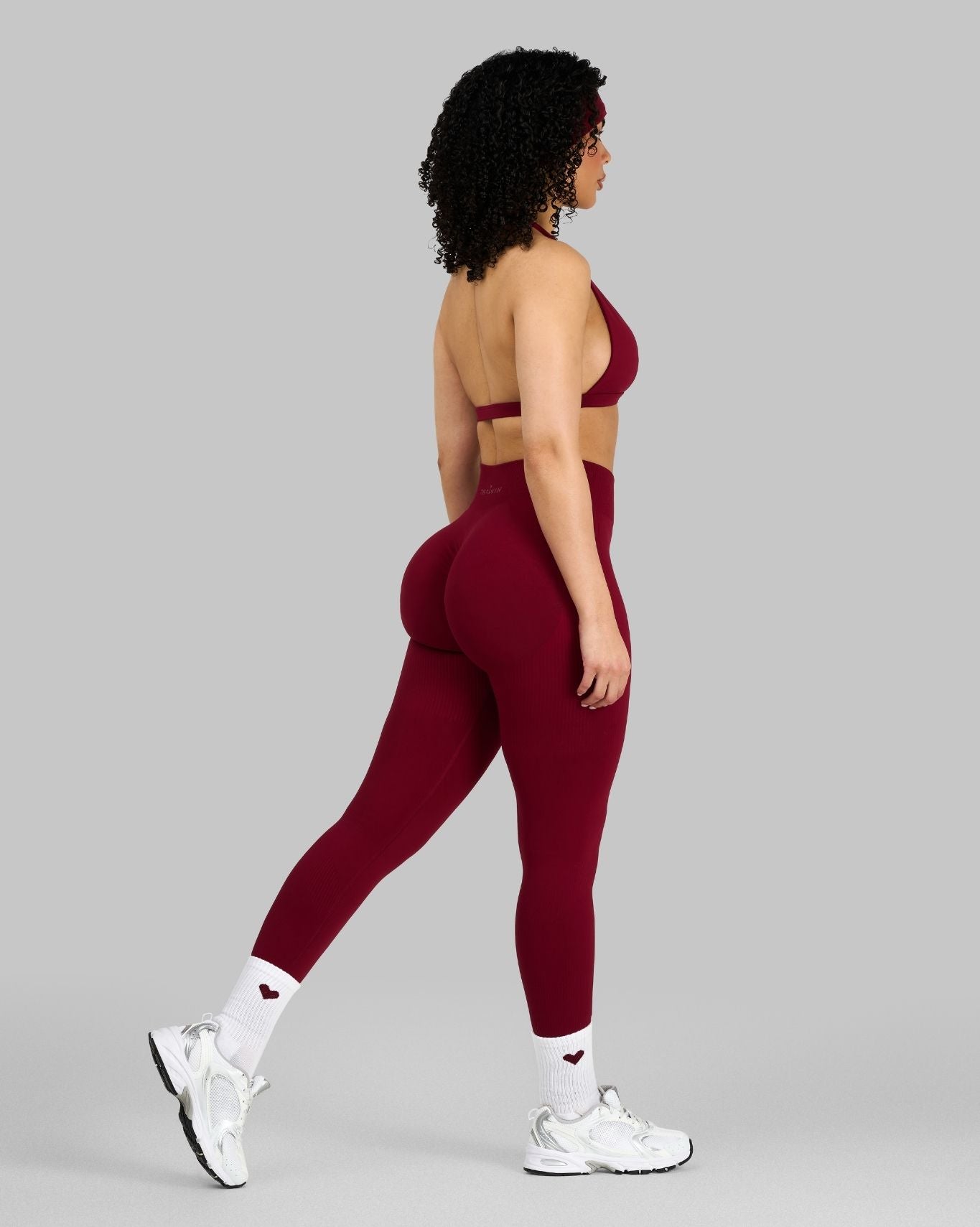Elevate Ribbed Mid-Waisted Contour Leggings | Raspberry