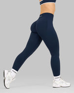 Elevate Ribbed High-Waisted Contour Leggings | Midnight Navy