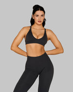 Elevate V-Neck Sculpt Seamless Bra | Charcoal Grey